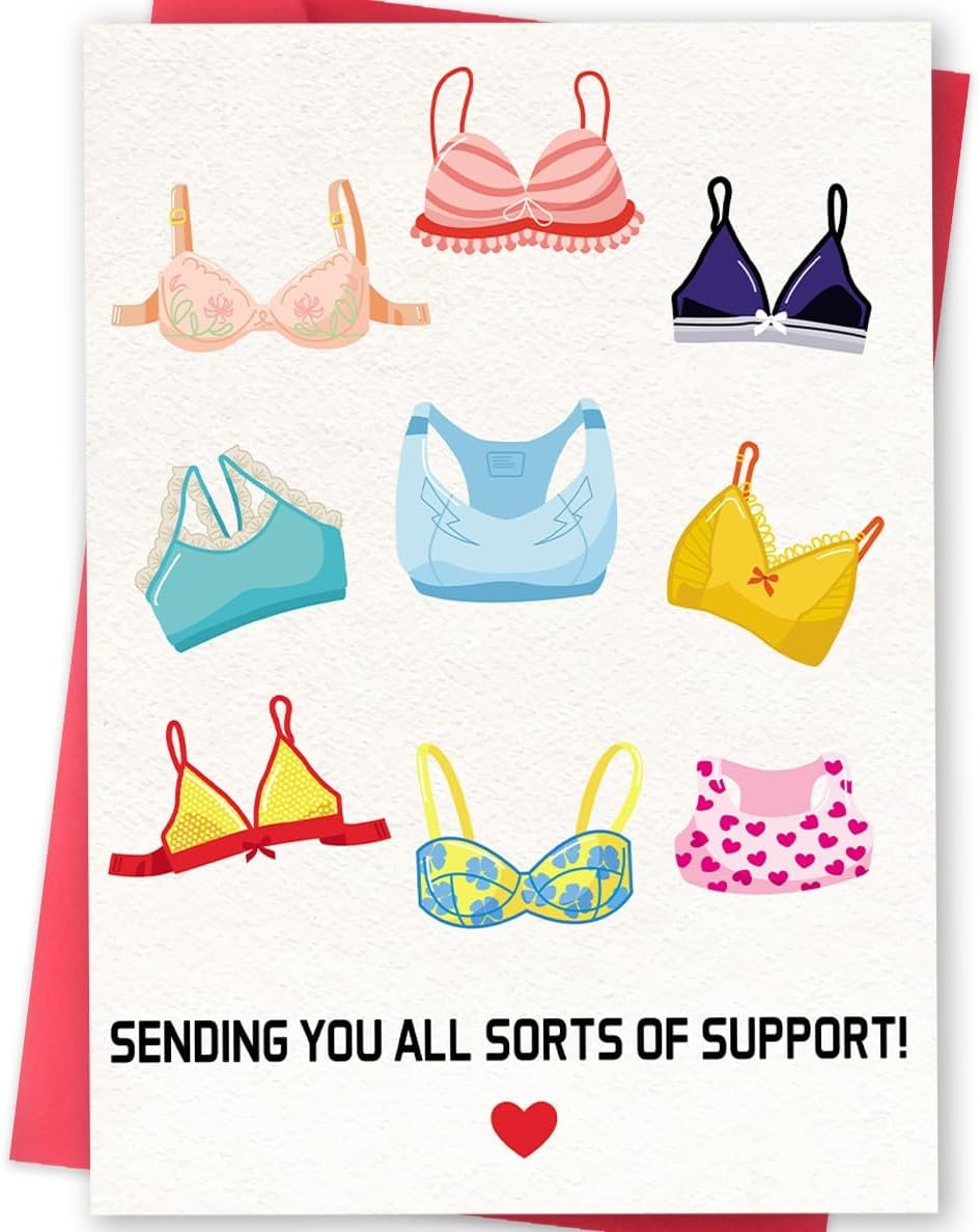 ICOOLYI Funny Get Well Soon Card for Women｜Humorous Breast Cancer Support and Encouragement Card – Sending You All Sorts of Support, Recovery Gift for Friend, Sister, or Coworker