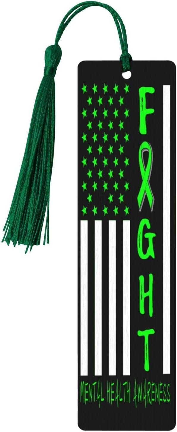 Breast Cancer Warrior Support Squad Mental Health Awareness Wood Bookmark Unique Bookmarks Gift for Men Women Book Marks Accessories Personalization Handmade Bookmark Dark Green