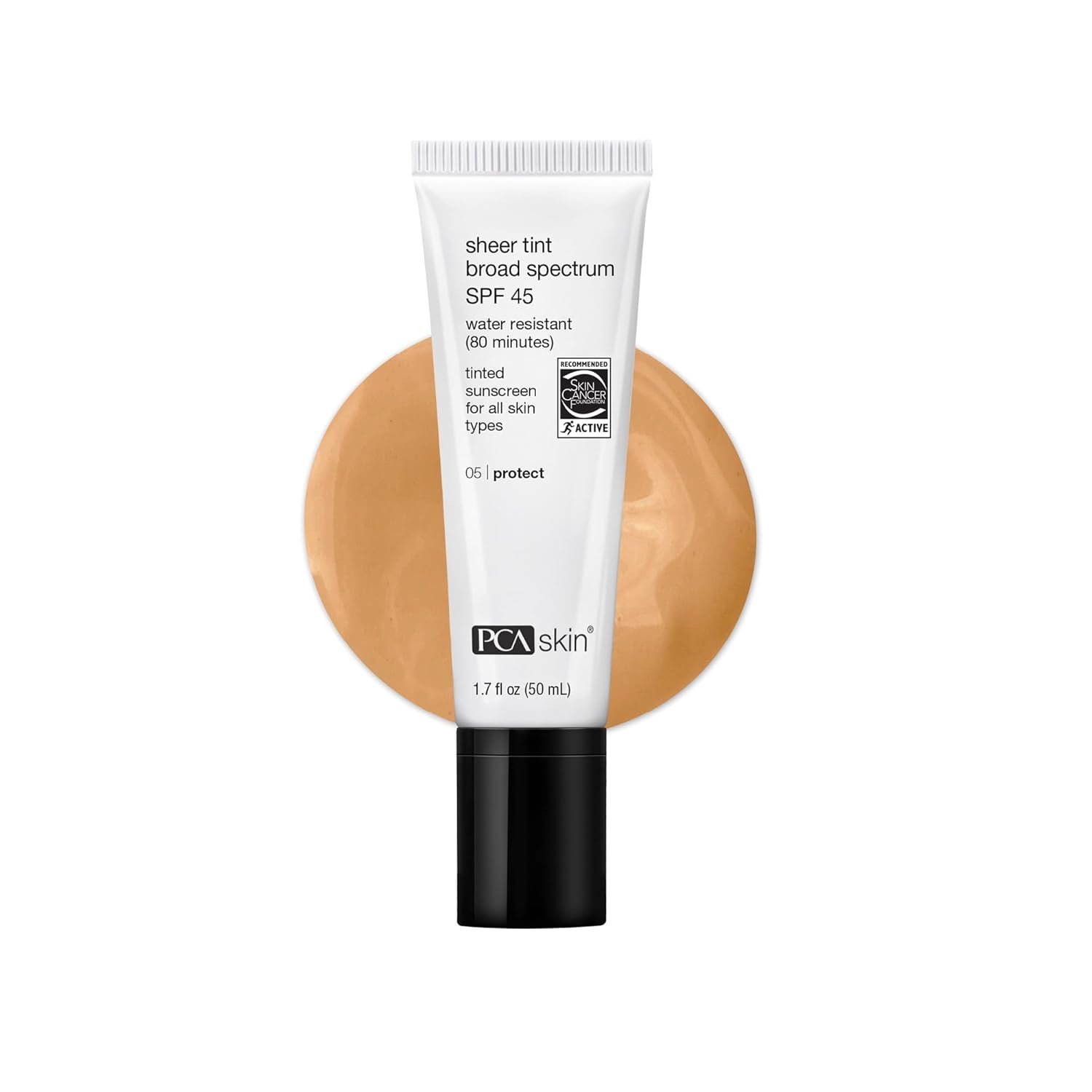 PCA SKIN Sheer Tint Broad Spectrum SPF 45 – Universally-Tinted Water-Resistant Hydrating Sunscreen for Use Alone or Under Foundation & Makeup (1.7 fl oz)