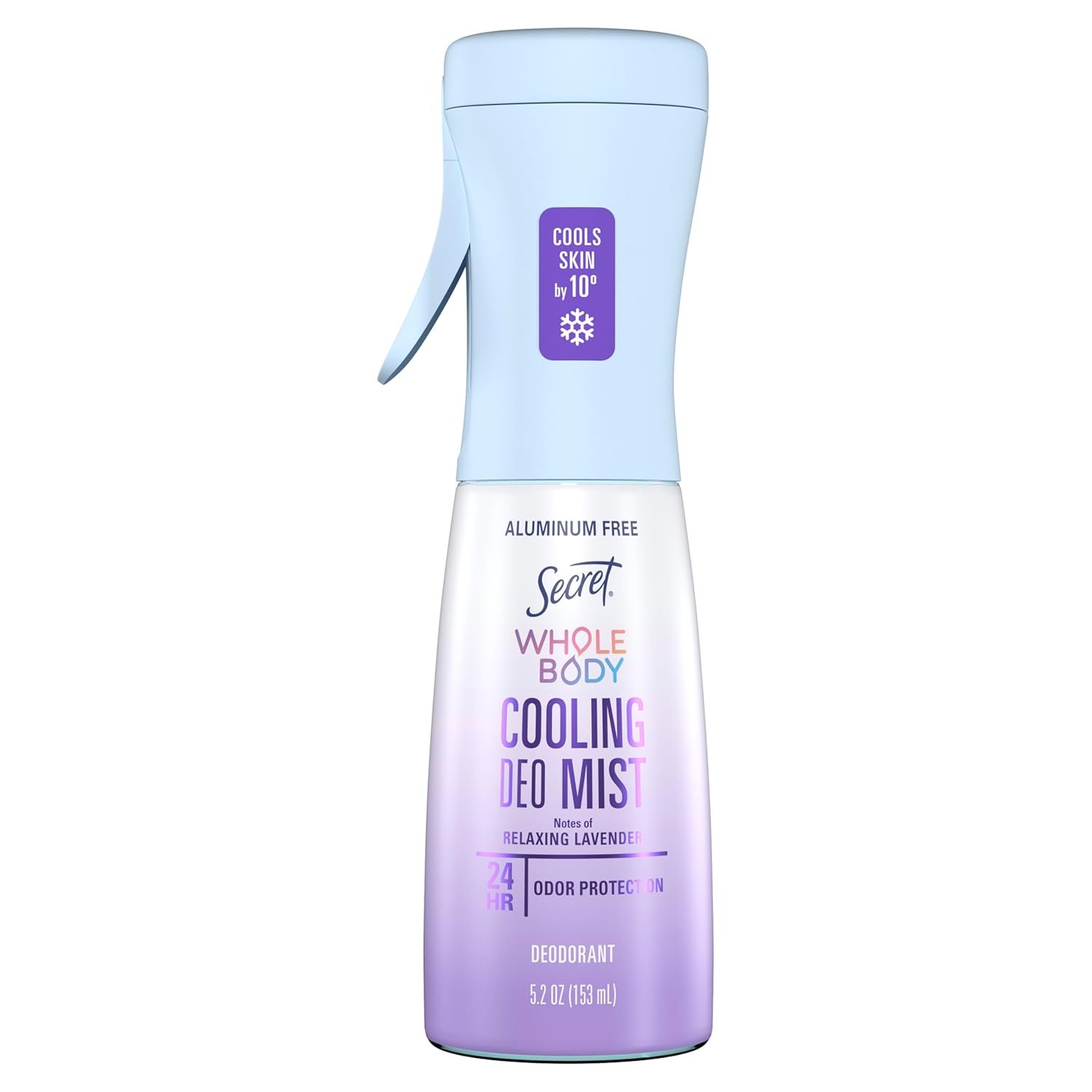 Secret Cooling Aluminum Free Whole Body Deodorant Mist for Women, 24hr Odor Protection, Instant Cooling Relief, Soothes & Revitalizes Skin, PH Balanced Formula, Relaxing Lavender Scent, 5.2 fl oz