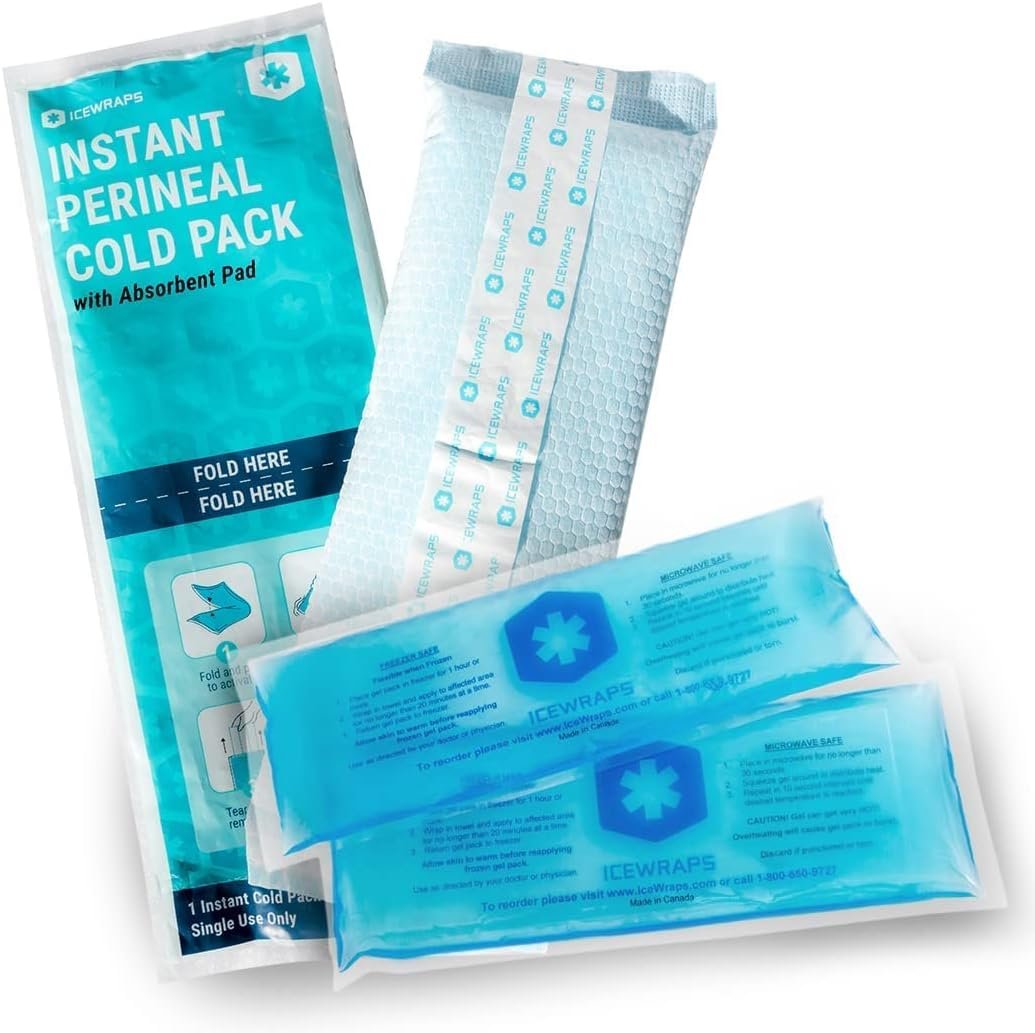 ICEWRAPS Instant Perineal Cold Pack and 4×10 Reusable Perineal Gel Ice Packs Bundle – Cold Pack for First Aid, Breastfeeding, Mastitis, Postpartum, Hemorrhoid, and Perineal Injuries