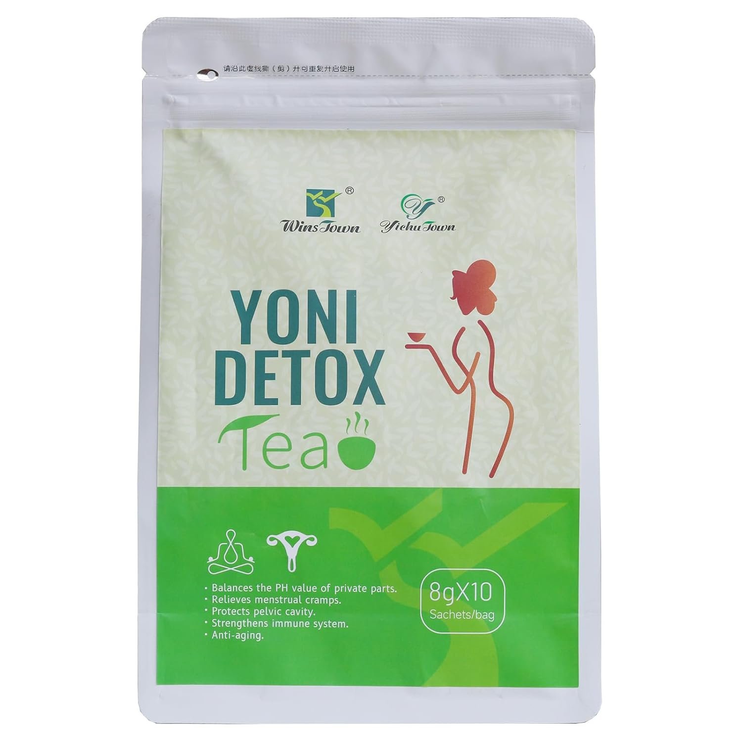 Wins Town Yoni Detox Tea for Private Parts Health, Relieves Menstrual Cramps & Bloating, Natural Herbal Supplement for Women’s Wellness, 10 Pyramid Tea Bags