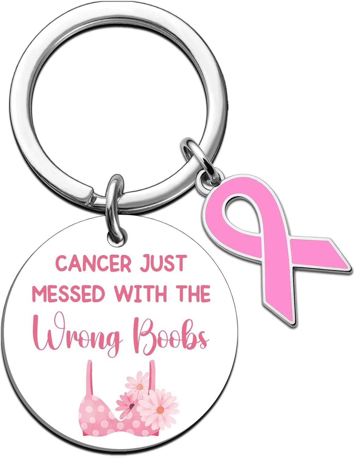 Breast Cancer Awareness Keychain Breast Cancer Gifts for Woman Cancers Care Gifts for Women Funny Get Well Gift for Friends Daughter Mom Breasts Cancers Inspirational Keyring