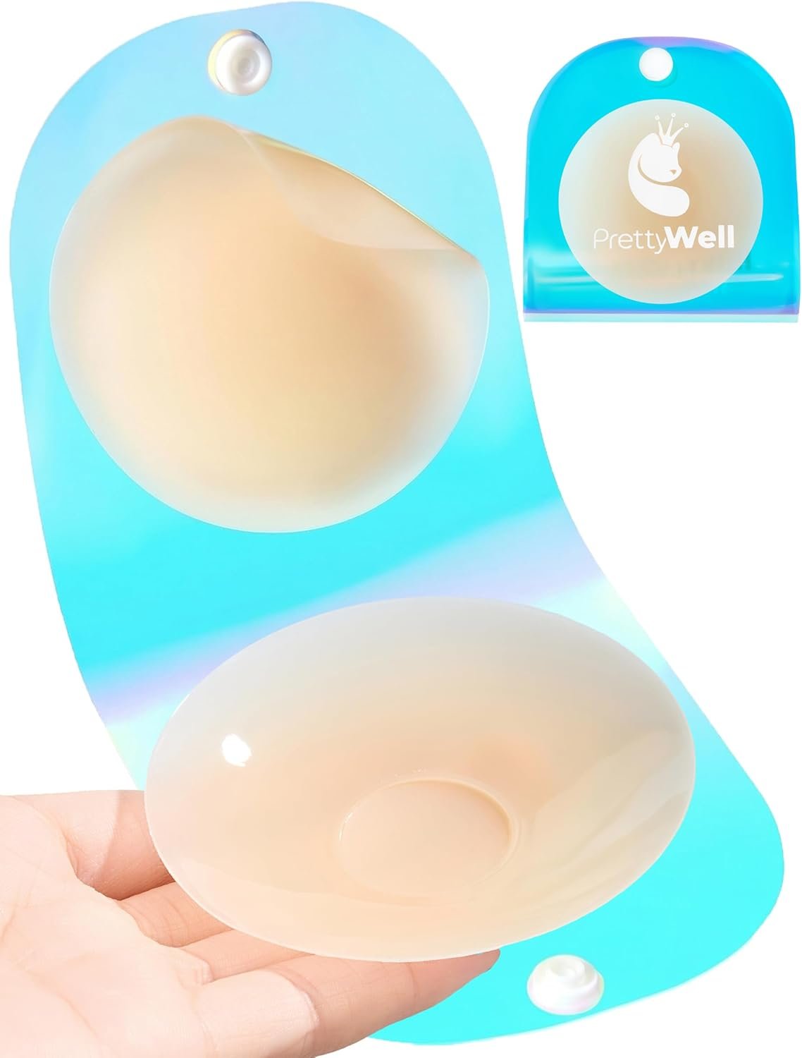 PRETTYWELL Nipple Covers for Women Waterproof Sticky Pasties, Reusable Ultra-Thin Silicone Nipple Petals Non Adhesive Center