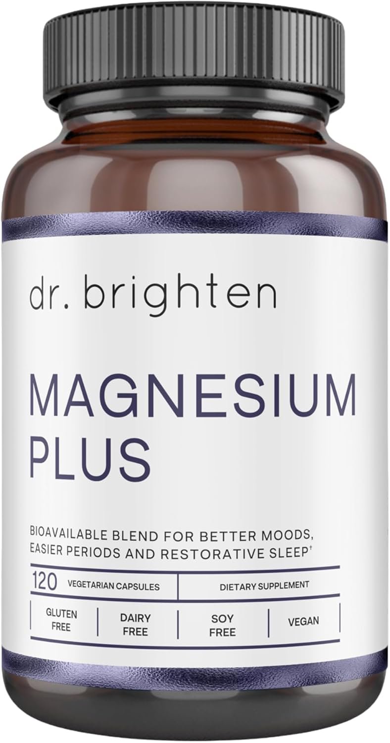Dr. Brighten Magnesium Plus (as Magnesium Bi-glyncinate) – Beneficial in Maintaining a Healthy Mood, Sleep, Hormone Balance and Reducing Symptoms of PMS and Menstrual Cramps