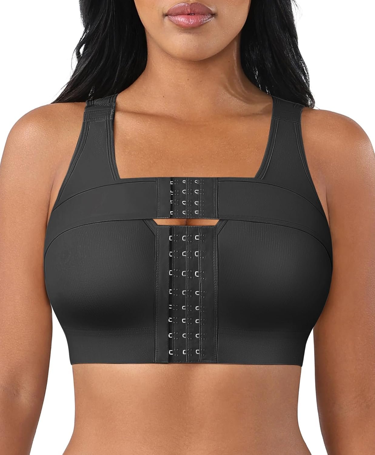 FeelinGirl Surgical Bra Compression Bras for Women Post Surgery Front Closure Bra with Breast Support Band