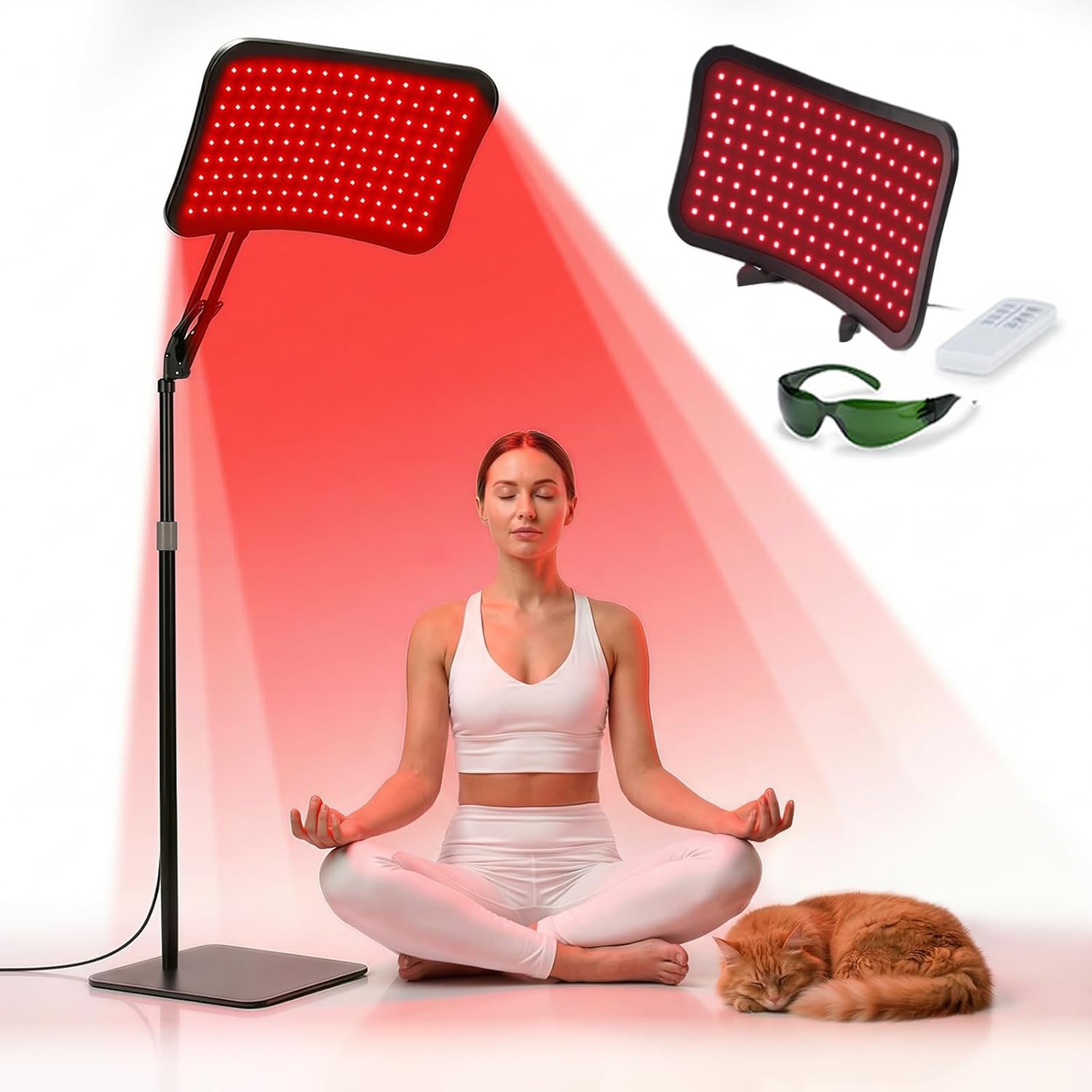 Renergy Red Light Therapy Lamp with Stand, 660nm 850nm Near Infrared Red Light Therapy Panel for Face & Body, Portable LED Light Therapy Device with Remote Control for Home Use, Father’s Day Gift
