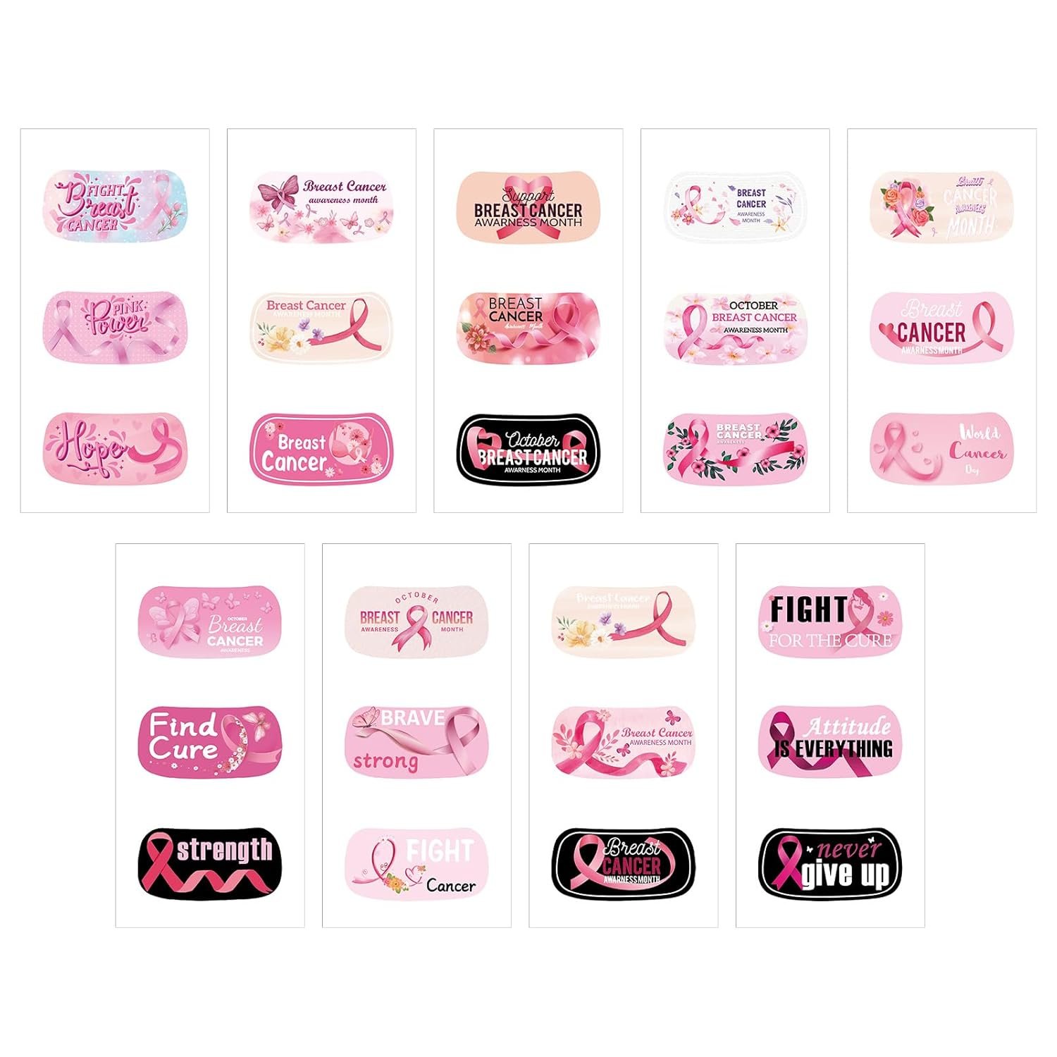 135pcs Breast Illness Cancer Face Stickers, Pink Ribbon Temporary Tattoos Breast Illness Awareness Tattoos Pink Ribbon Tattoos Breast Safety Tattoo Stickers for Party Favors Supplies Accessories