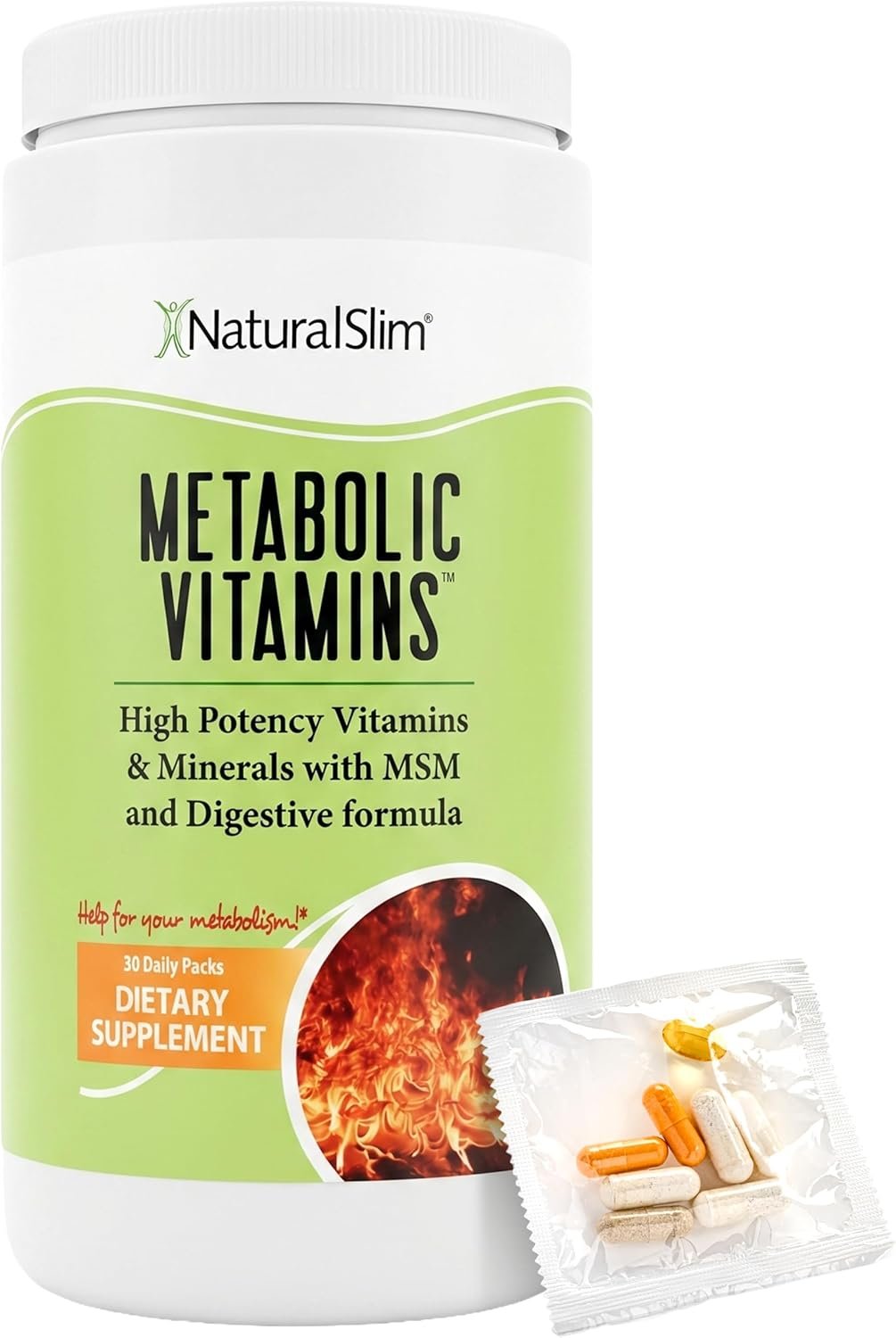 NaturalSlim Metabolic Vitamins, Multivitamin for Women & Men, Supports Energy, Metabolism & Nutrient Absorption with Digestive Enzymes, Womens Multivitamin with B-Complex & Niacin 1 Pack