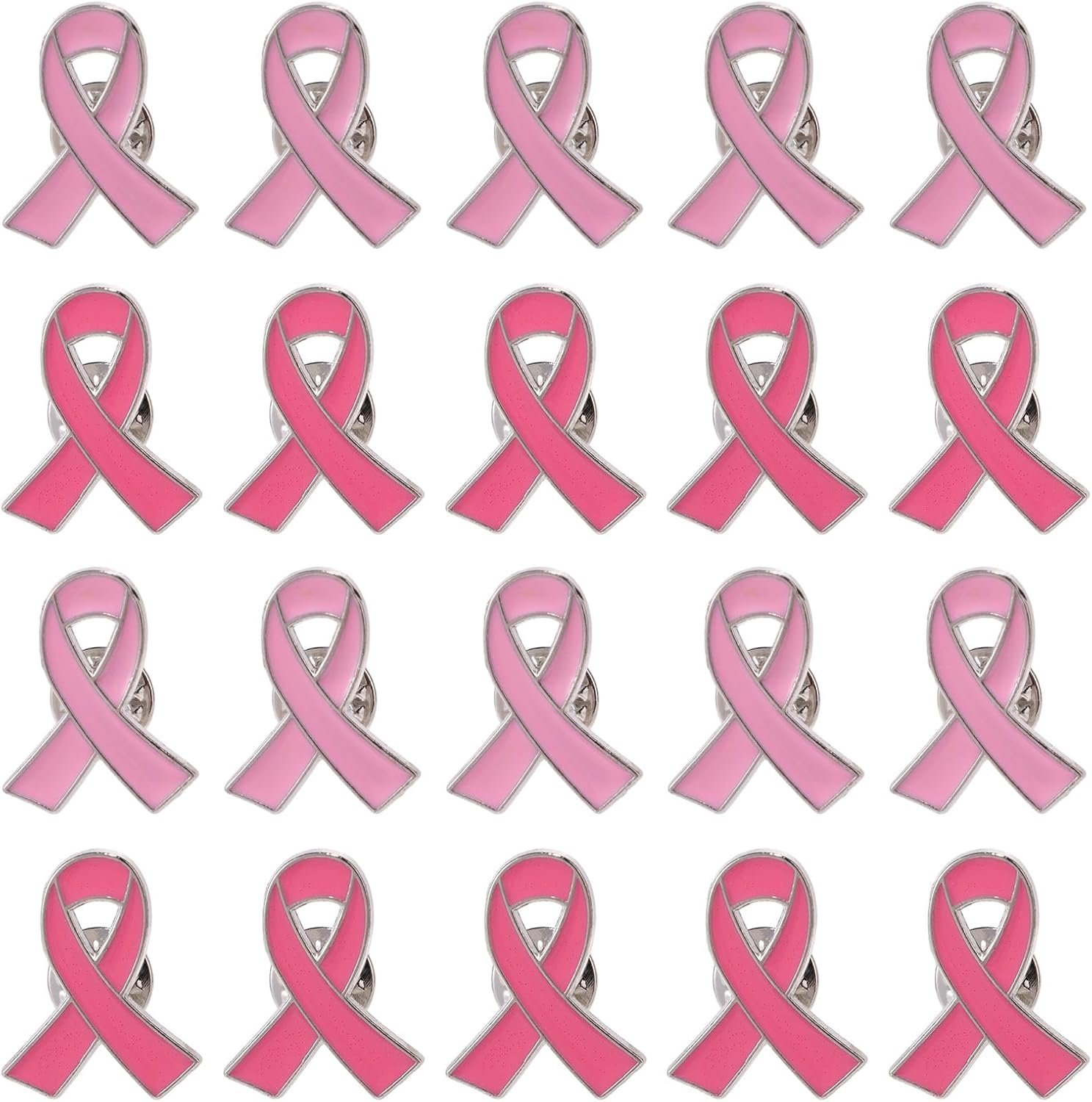 40pcs Breast Awareness Pins, Alloy Pink Hope Ribbon Lapel Pins Practical Women Clothes Accessories Gifts Suitable for Charity Public Social Event Party (2 Colors)