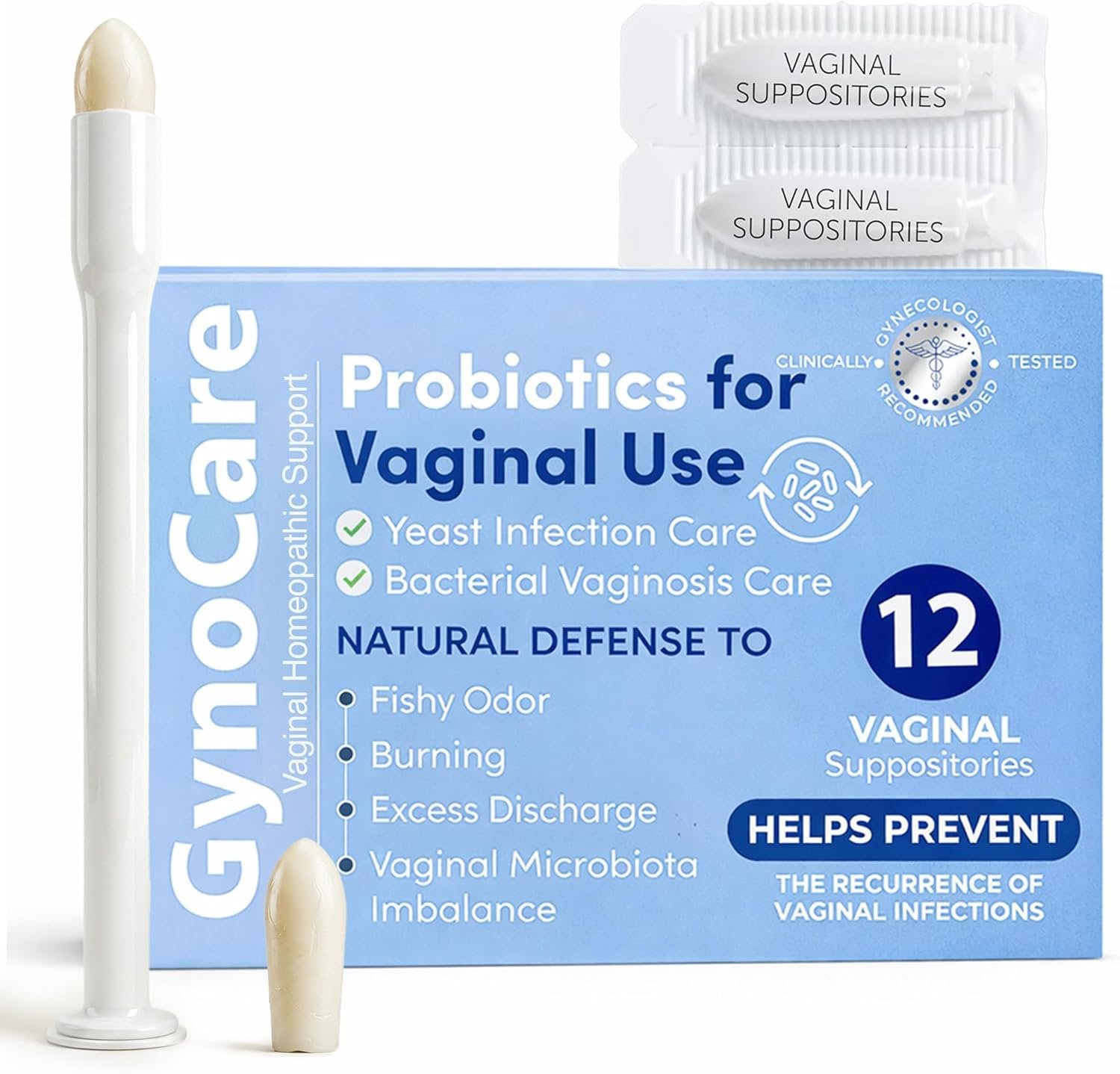 Vaginal Probiotics Suppositories for Women | Boric Acid for Women | pH Balance Support | Helps with Odor, Burning, Itching & Discharge | Yeast Infection Care for Feminine Comfort | 12 Suppositories