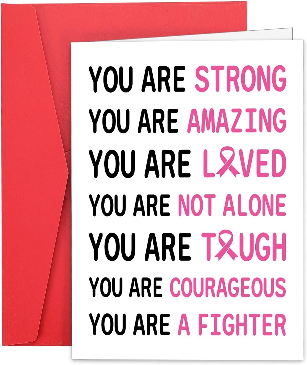 Breast Cancer Card for Woman, Breast Cancer Awareness Gifts Card with Envelope, Get Well Soon Card for Breastcancer Survivor Patients Her, Encouragement Cancers Support Gifts for Women Friend Sister