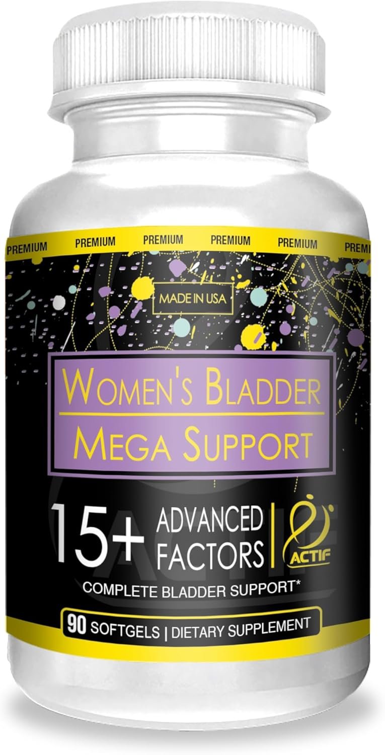 Actif Women’s Bladder Mega Support with 15+ Factors, Non-GMO, for Bladder Control and Complete Bladder Support, Made in USA, 120 Count