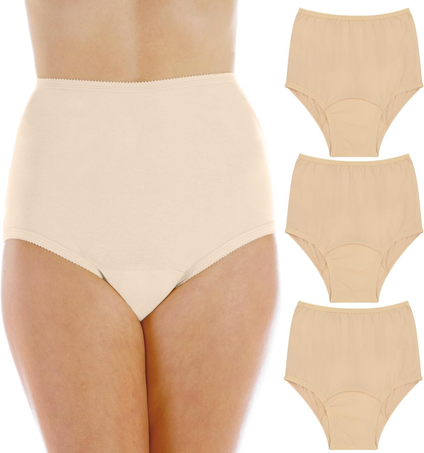 Wearever Women’s Cotton Comfort Incontinence Panties for Bladder Control with Regular Absorbency – Reusable & Washable Leak Proof Underwear 150 ml (Pack of 3) (Beige) (L) (Fits Hip Sizes: 41-42″)