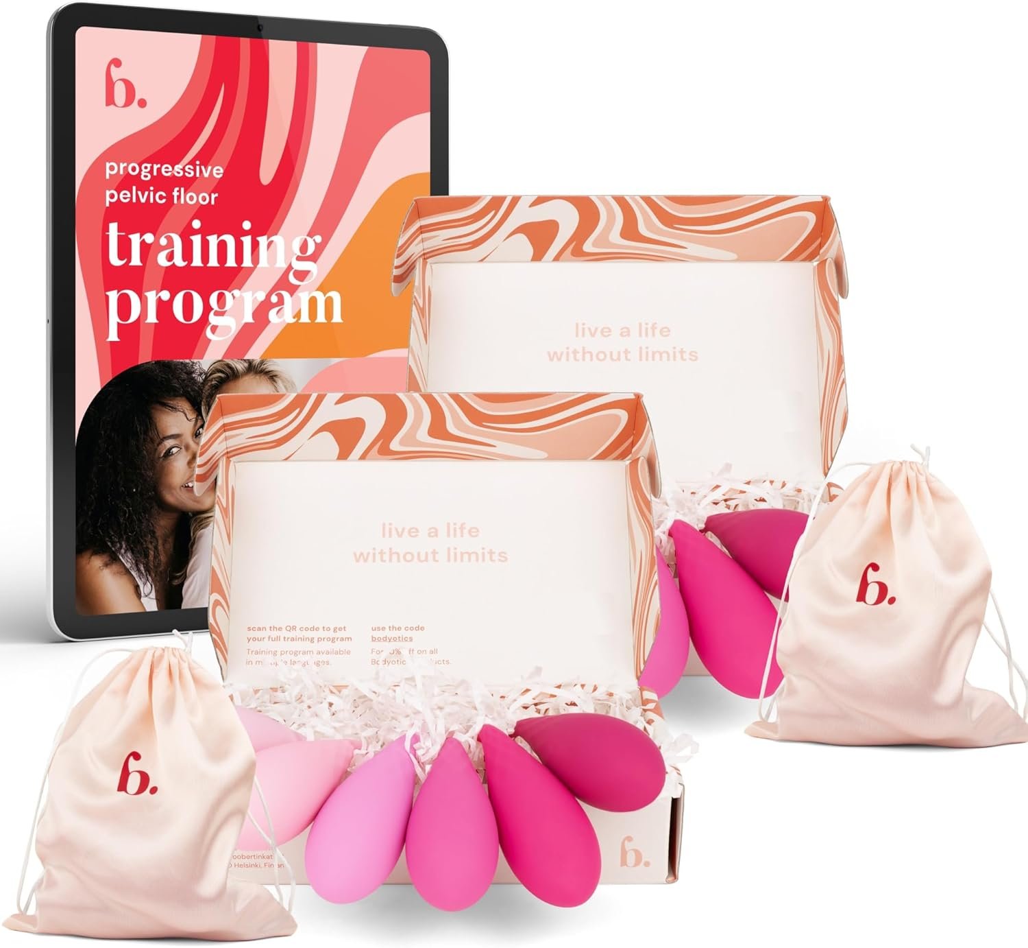 Bodyotics Pelvic Floor Trainer for Women – Complete Kegel Training Sets for Sharing – 2 Sets of 6 for Beginners