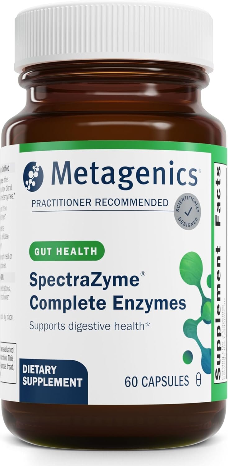 Metagenics SpectraZyme Enzyme Complex – Plant-Based Digestive Enzymes for Protein, Fat & Carbohydrate Breakdown – Supports Indigestion, Bloating & Colon Health* – Gluten-Free, Vegan – 60 Capsules