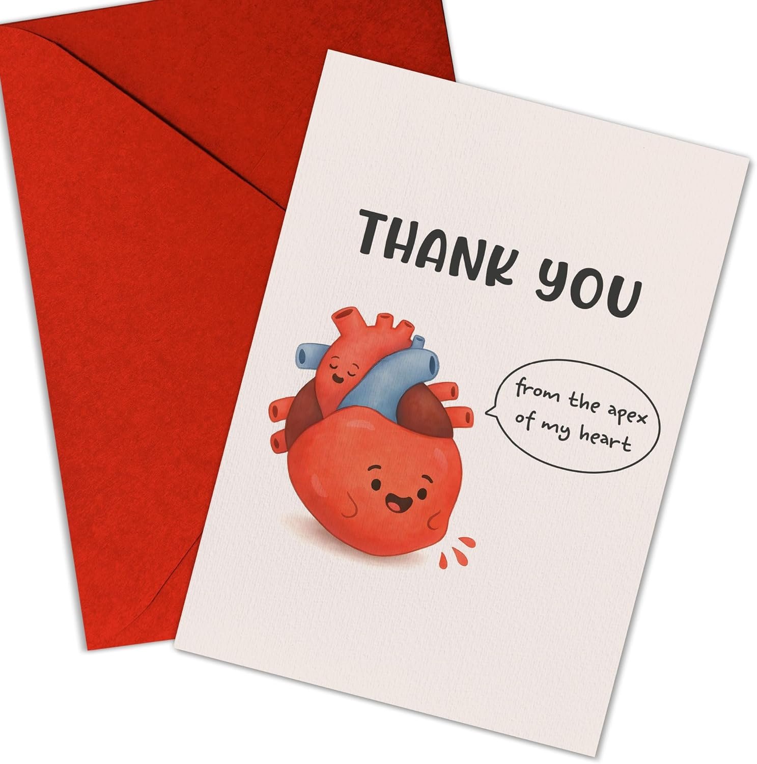 Thank You from the APEX of My Heart – Medical Punny Appreciation Card – Show Your Gratitude with Humor – Gift for Doctors, Nurses, and Healthcare Workers – 8×5.3 Inch (APEX of My Heart)