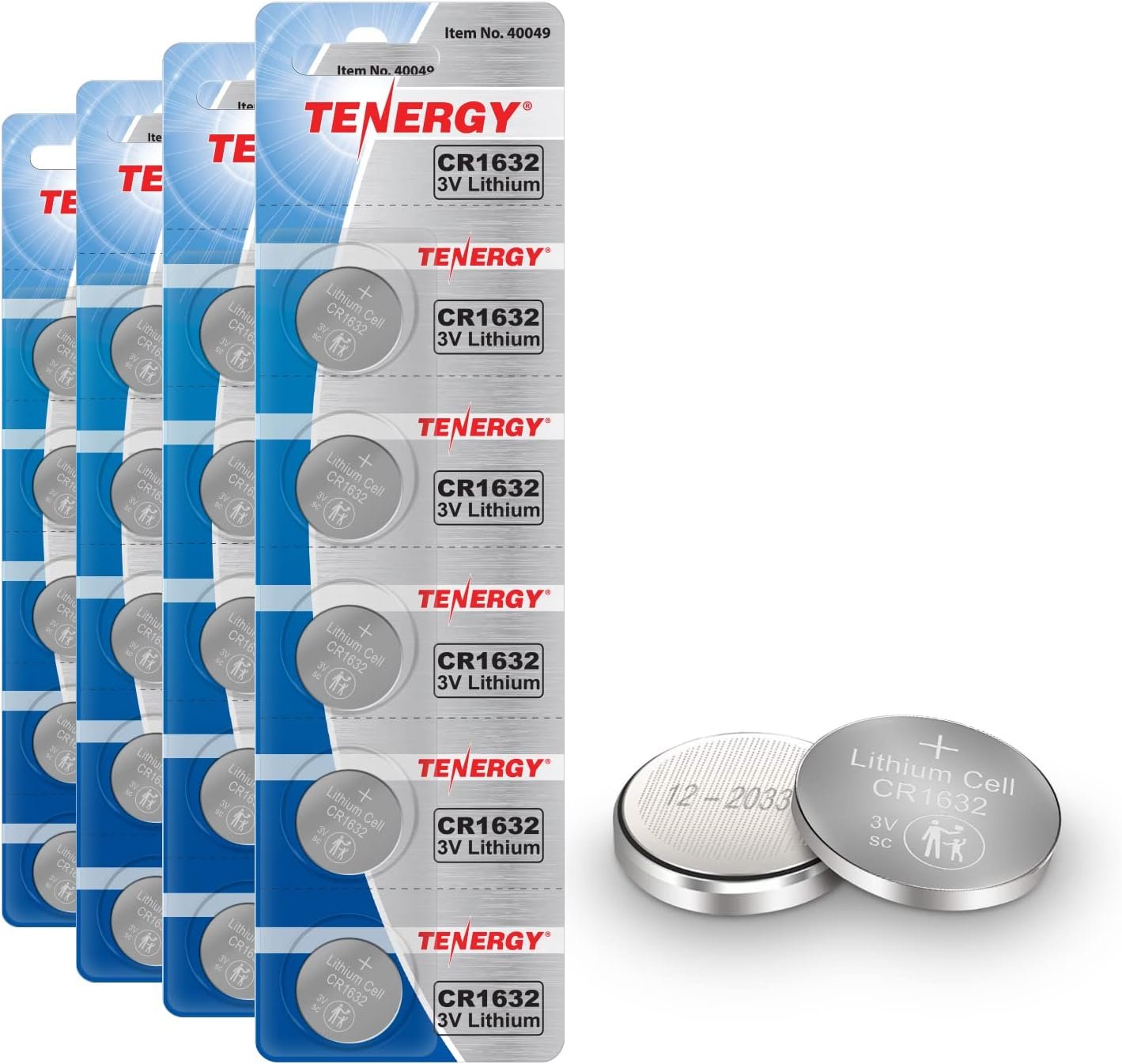 Tenergy CR1632 3V Lithium Button Cell, for Watches, Key Fobs, Calculators, Medical Devices, and More, 20 Count (Pack of 4)