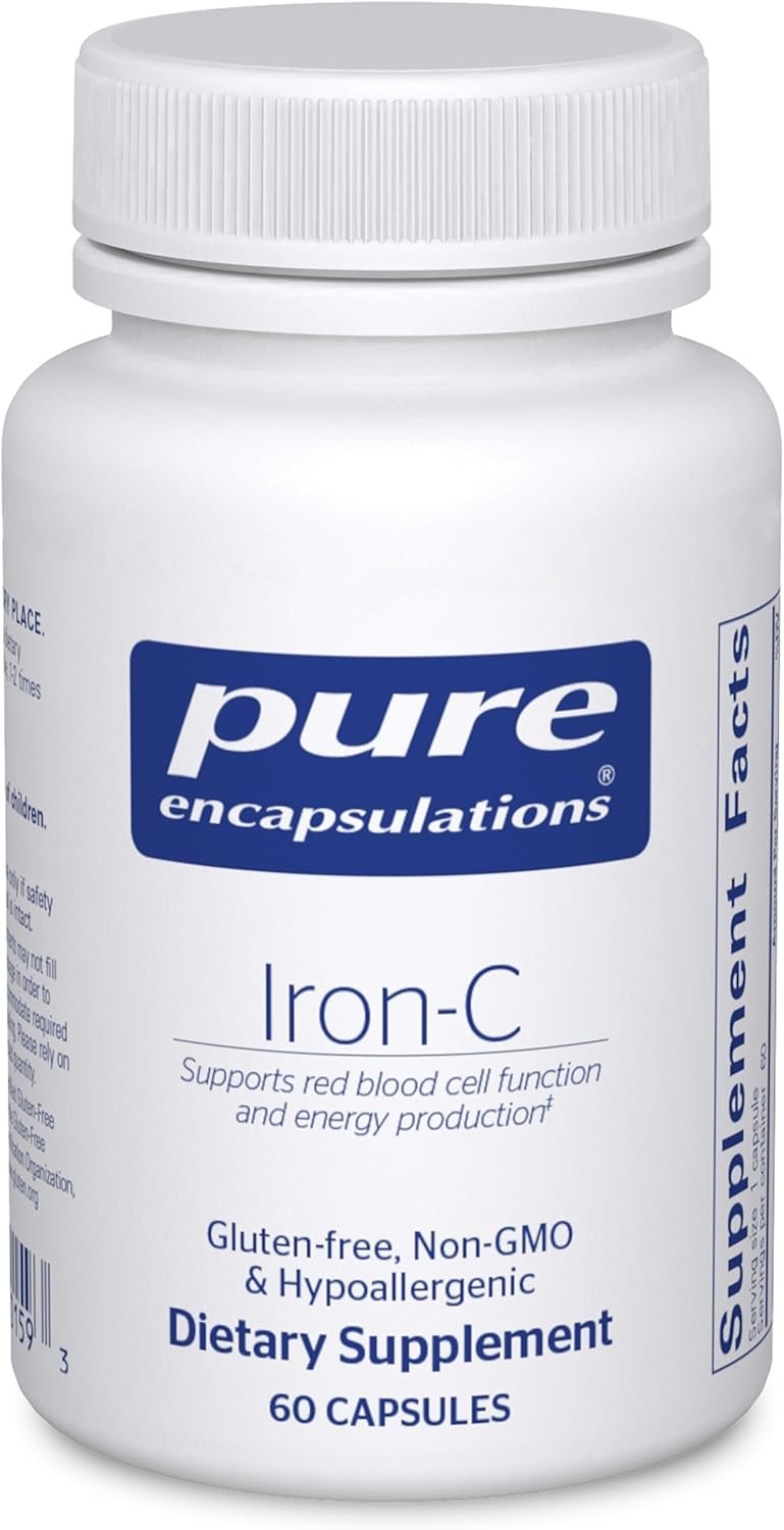 Pure Encapsulations Iron-C – 15 mg – 175 mg Vitamin C – Red Blood Cell Support* – Energy Production – Highly Bioavailable Iron Pill – for Women & Men – Gluten Free & Vegan – 60 Capsules
