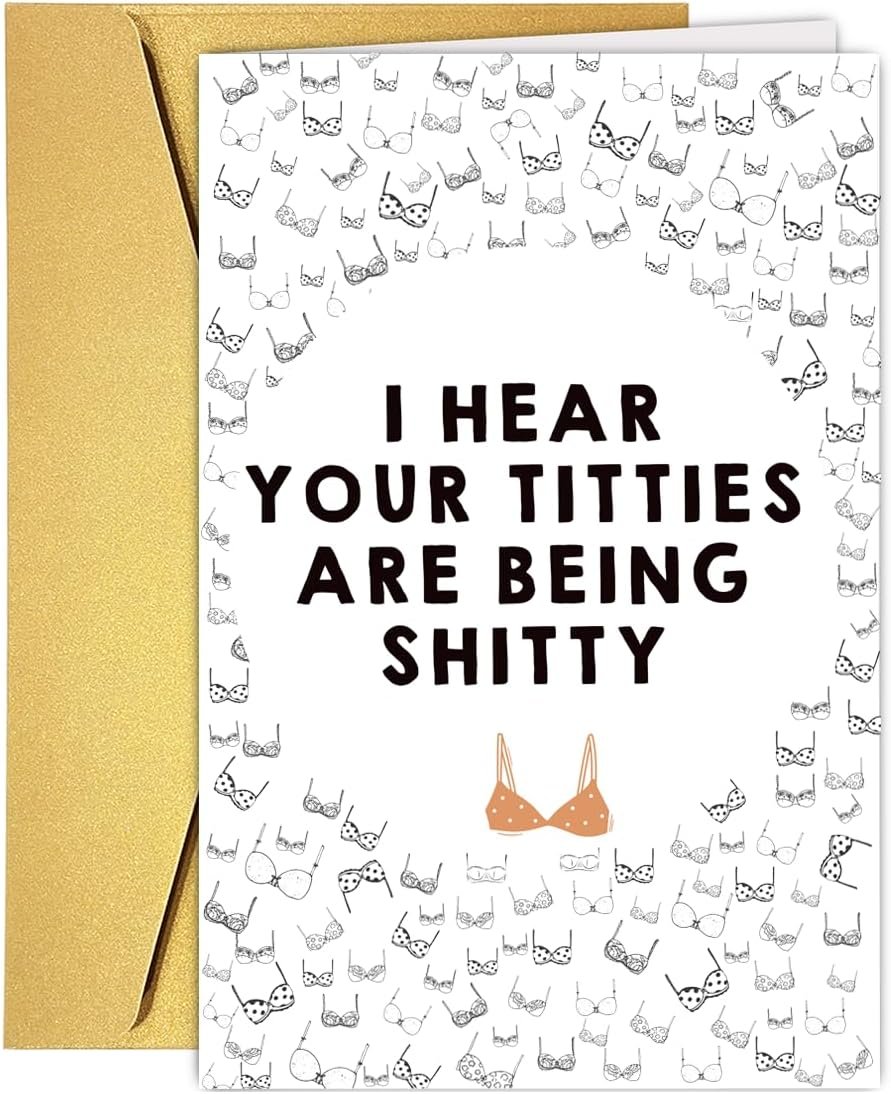 RUALOVE Funny Breast Cancer Card for Her, Breast Cancer Gift, Breast Cancer Encouragement Card, Breast Cancer Sympathy Card Gift, Breast Cancer Get Well Card Fell Better Gift for Women