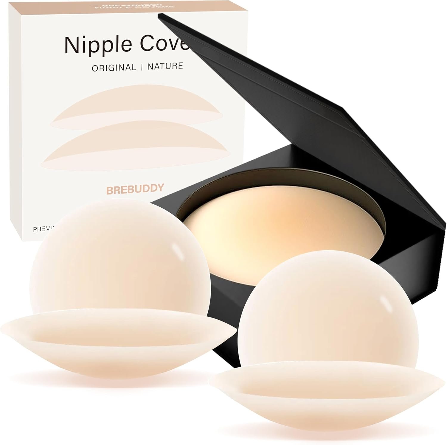 Nipple Covers for Women 2 Pairs – Reusable Silicone Sticky Nipple Covers No Show, Adhesive Pasties with Travel Case