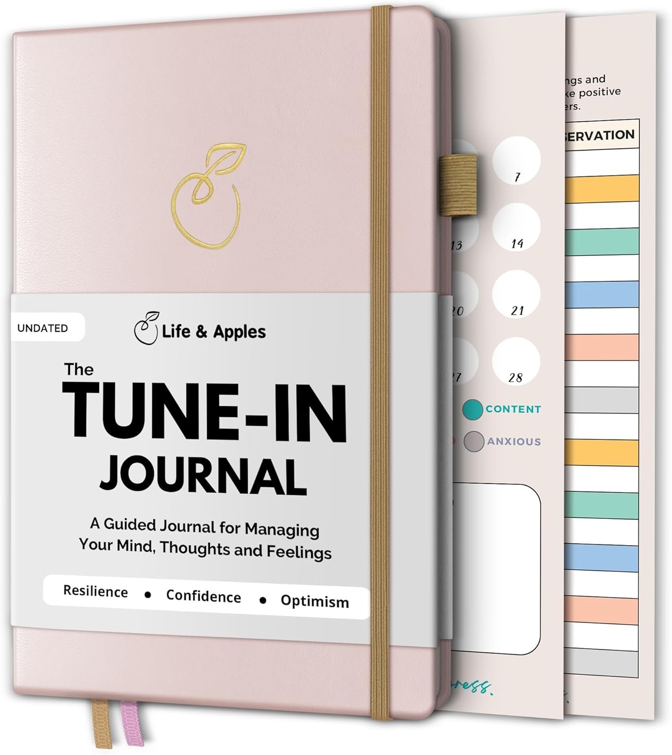 Life & Apples Journal for Women – Guided Mindfulness Journaling Notebook with prompts – for Improved Mental Health, Less Anxiety & Stress, More Positivity & Resilience – A5 Tune-in Rose Gold