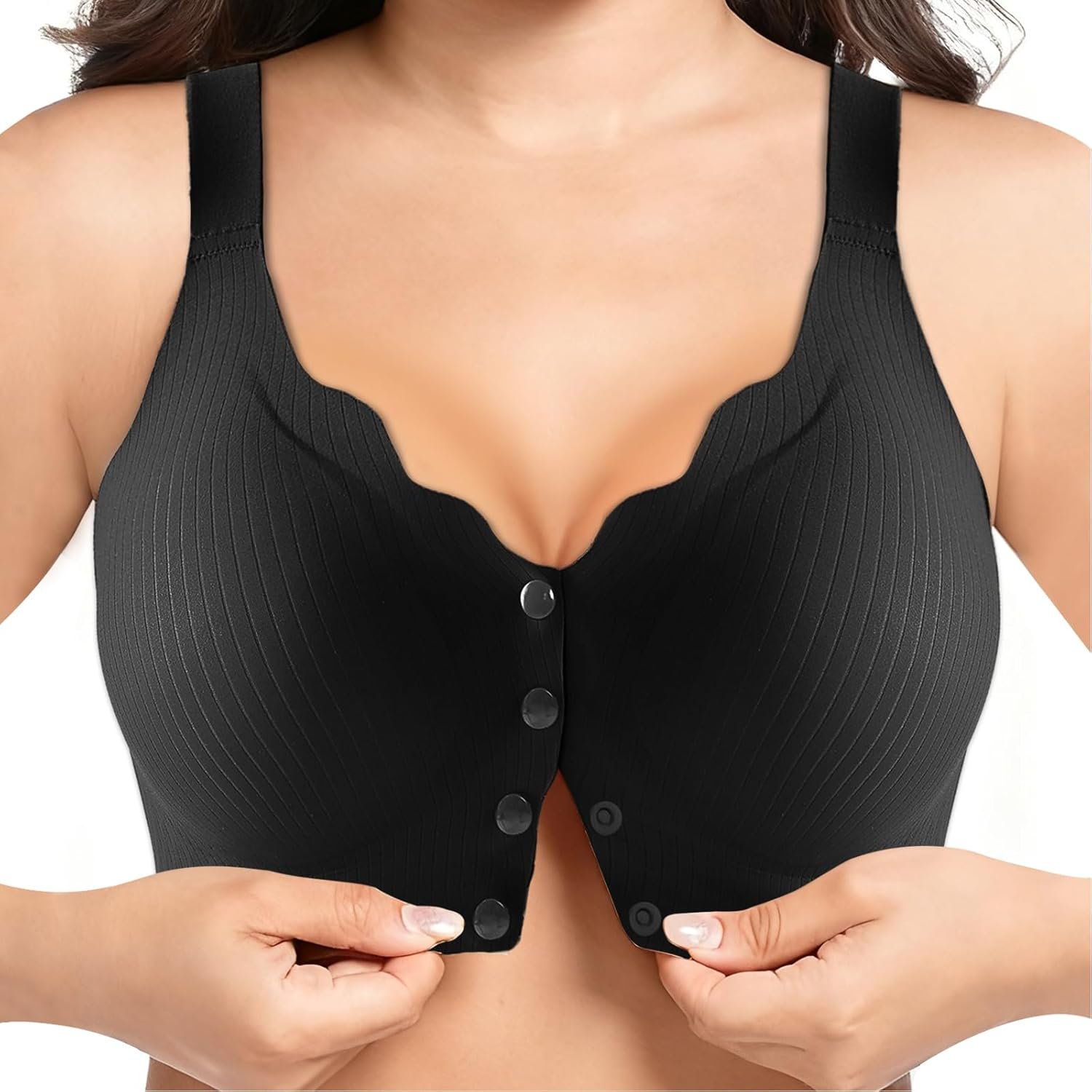Jelly Front Closure Bras for Women Wireless Padded Post Surgery Bra No Underwire Seamless Full Coverage Comfortable