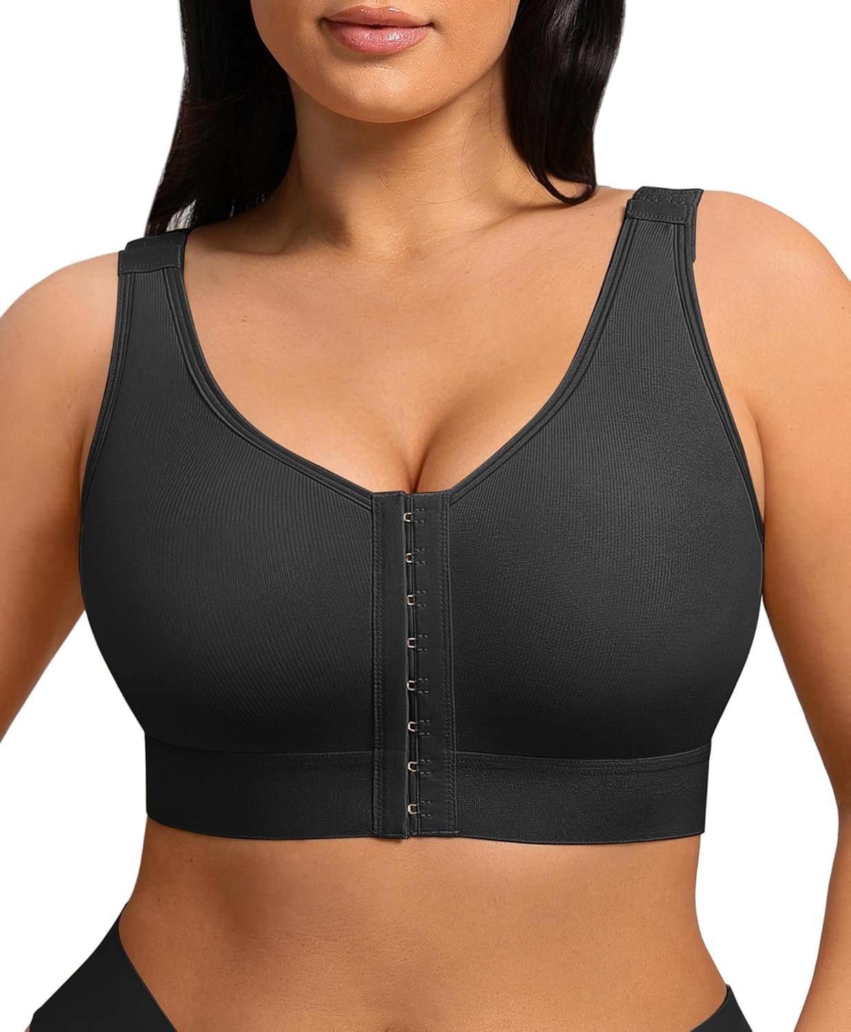 FeelinGirl Mastectomy Bras for Women Compression Post Op Surgery Bra Front Closure Surgical Recovery Everyday Bra