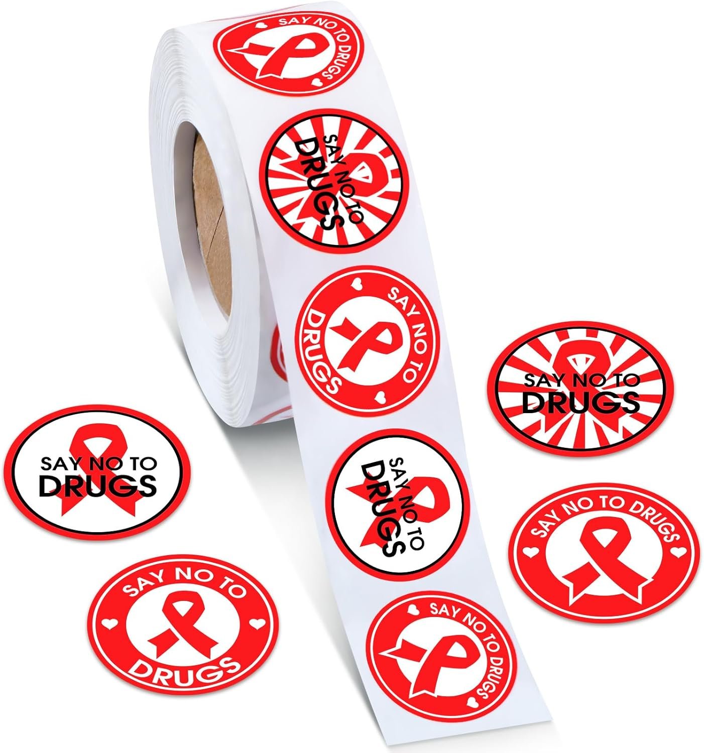 Teling 1000 Pcs Red Ribbon Week Stickers Pink Ribbon Awareness Stickers for Heart Aids HIV Awareness and Women Breast Cancer for Fundraising Events Campaigns Support Groups(Ribbon)