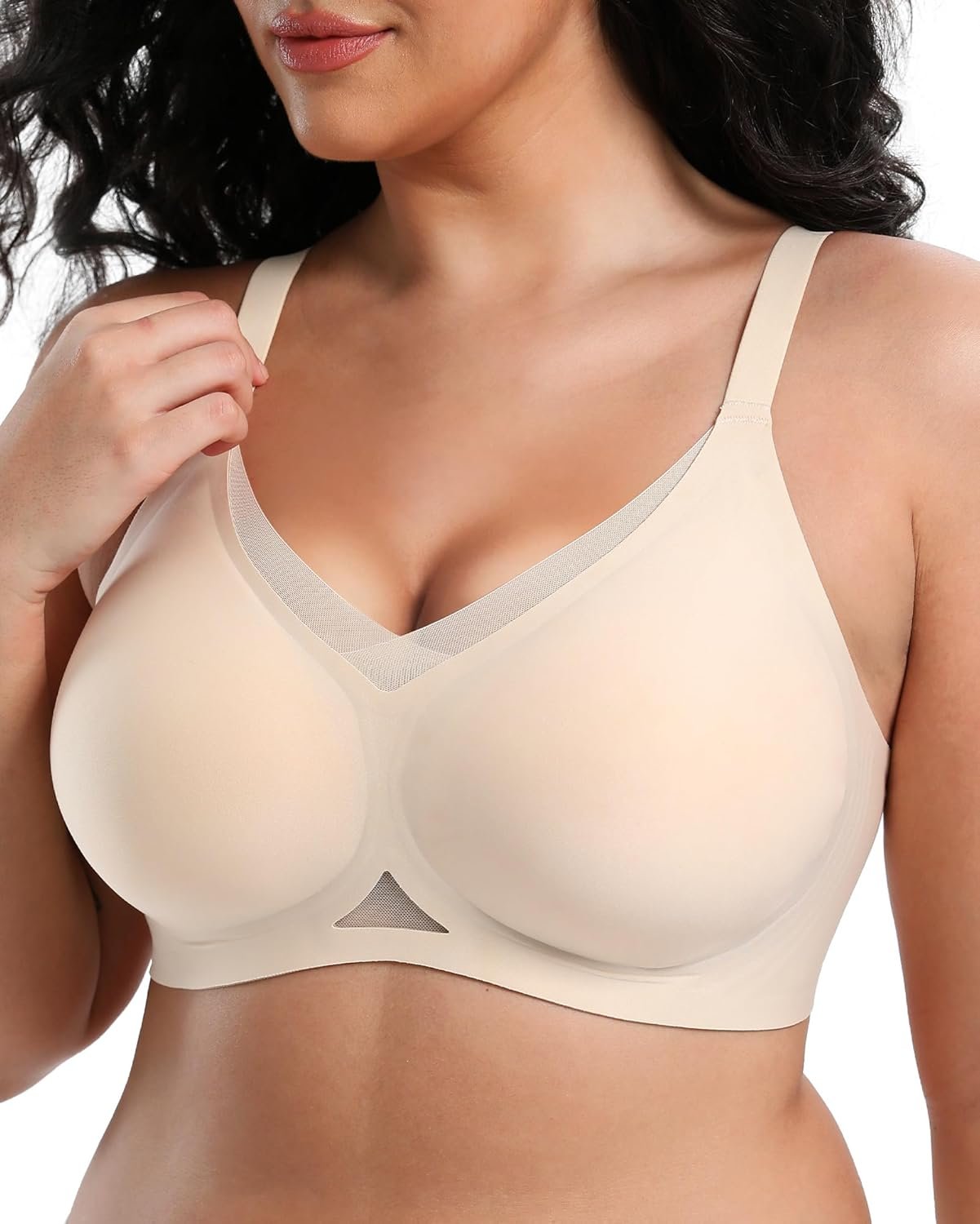 Jelly Bras for Women No Underwire Mesh Wireless Crossover Bra Seamless Full Coverage Lift T Shirt Sleep Bralettes