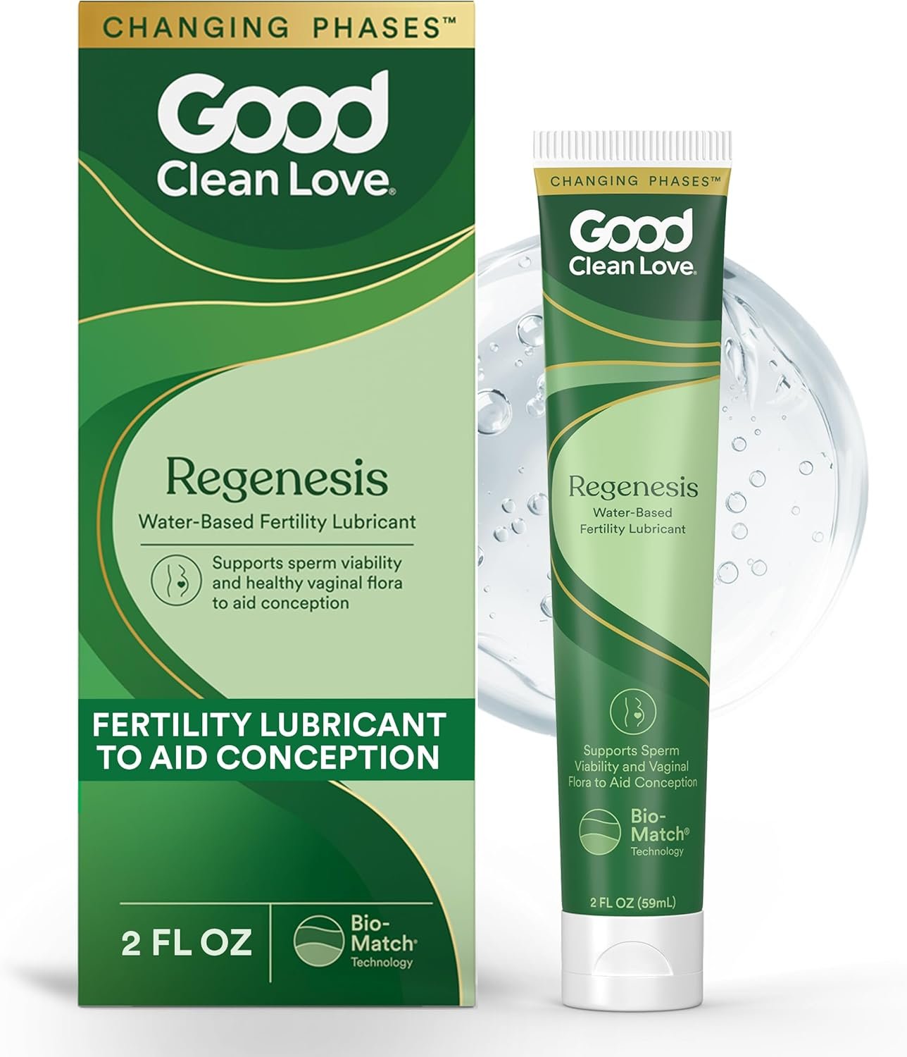 Good Clean Love Regenesis Fertility-Friendly Lubricant, Water-Based Lube for Women & Couples Trying to Conceive, with Magnesium and Calcium Ions, Personal Lubricant, Safe for Toys, 2 Oz