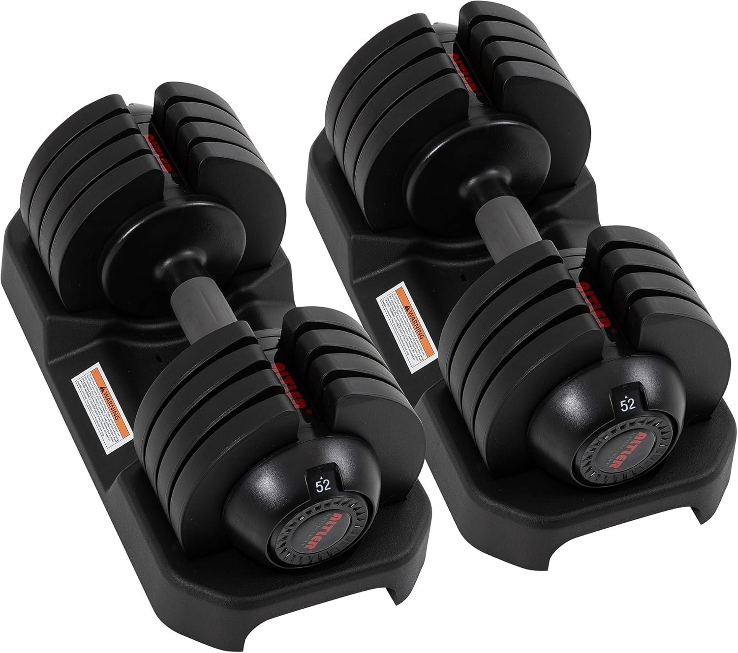 ALTLER Adjustable Dumbbell Set, 25/52LB Pair with Tray for Workout Strength Training Fitness, Adjustable Weight Dial Dumbbell with Anti-Slip Handle and Weight Plate for Home Exercise