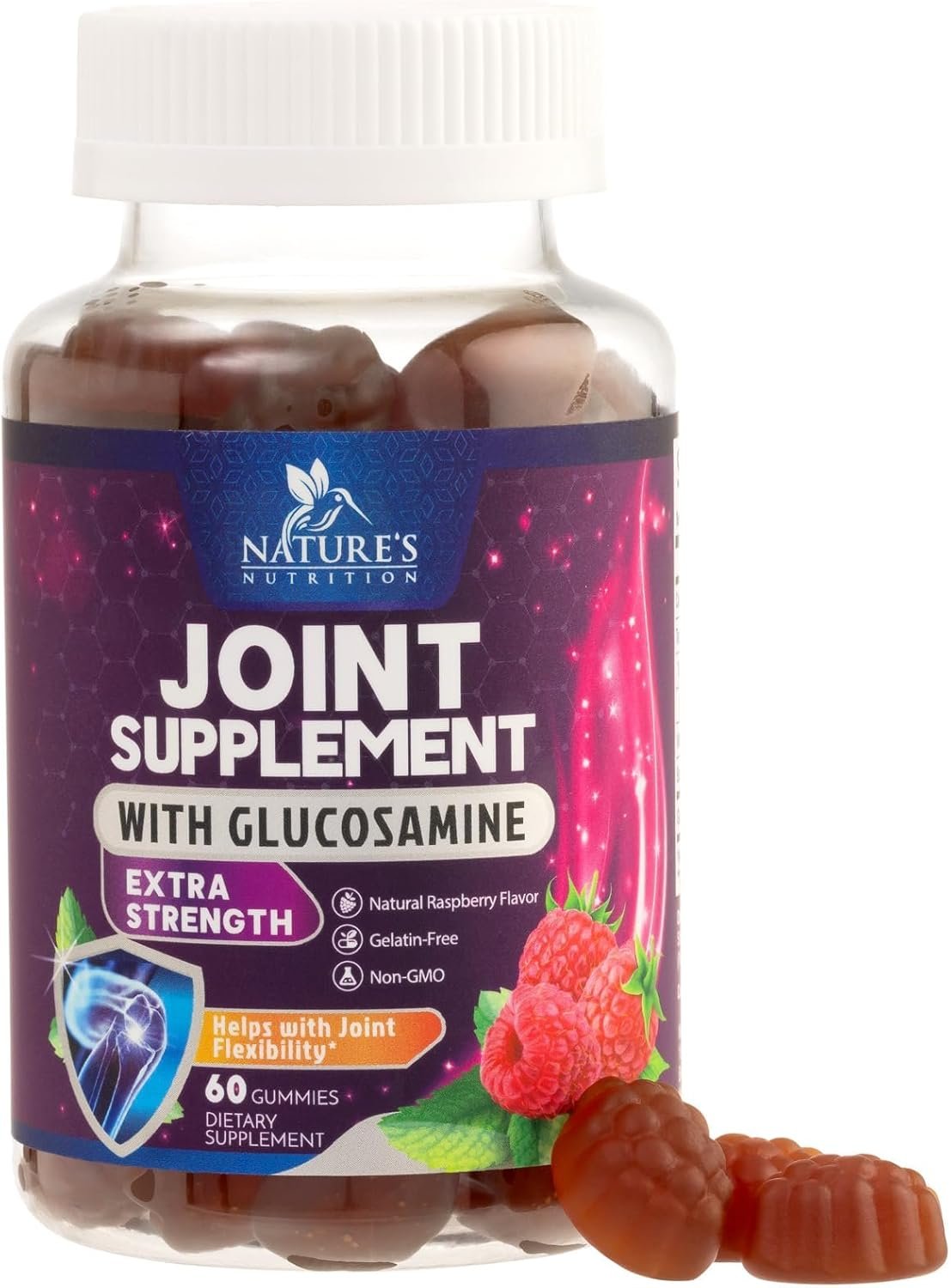 Joint Support Gummies – Glucosamine Plus Vitamin E Nature’s Joint Support Supplement for Occasional Discomfort for Back, Knees & Hands – Cartilage & Joint Health & Flexibility Support – 60 Gummies