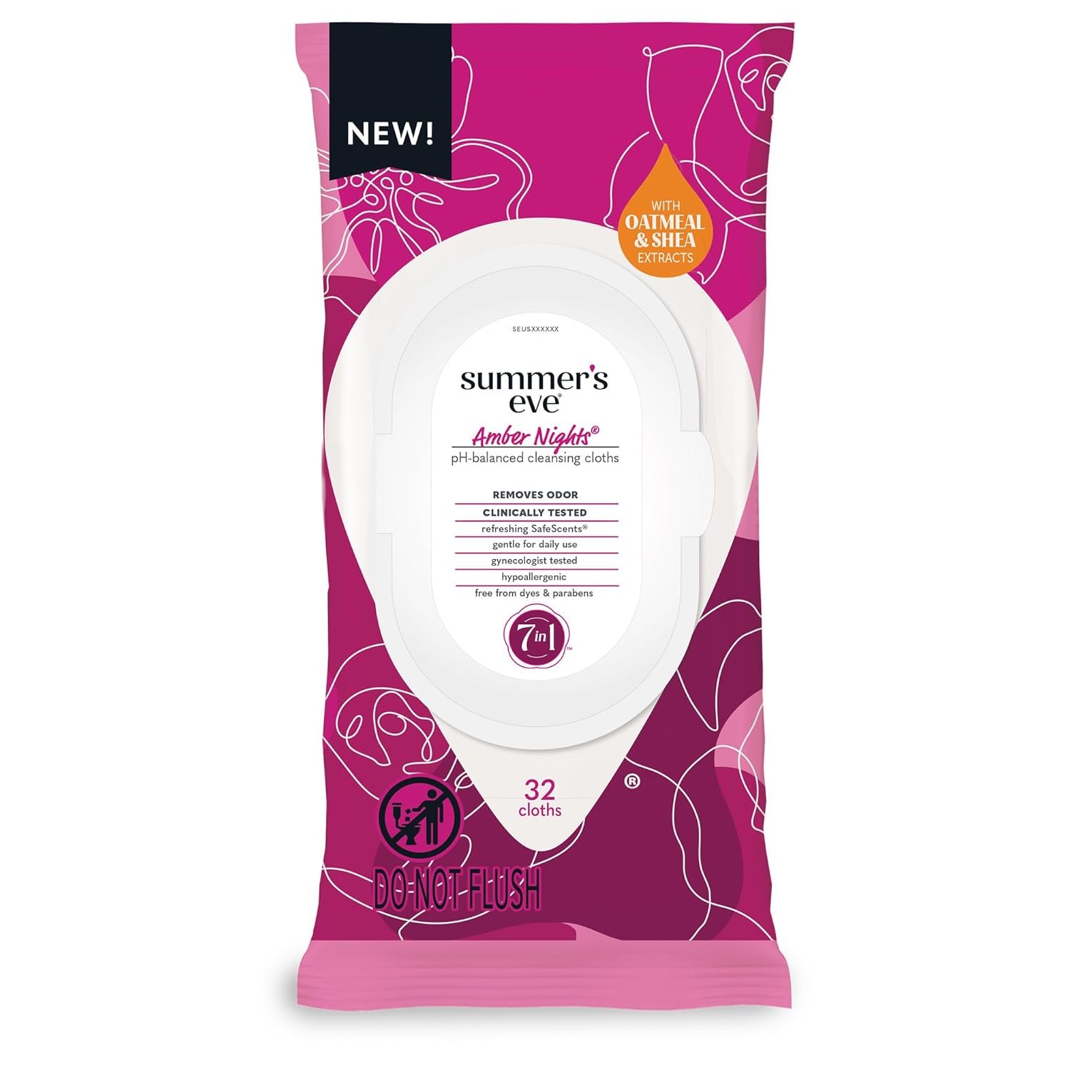 Summer’s Eve Amber Nights Daily Refreshing Feminine Wipes, Removes Odor, pH Balanced, 32 count