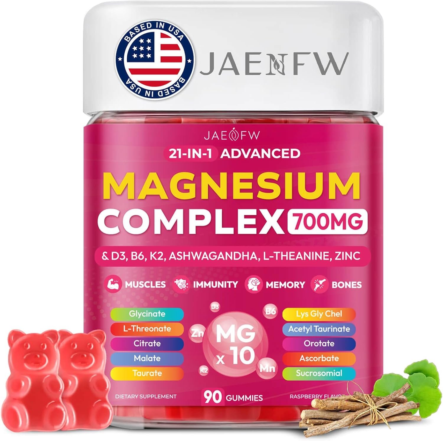 Magnesium Glycinate Gummies 700MG – 21-in-1 Advanced Magnesium Supplement with Ashwagandha, L-Theanine, Zinc, Vitamin – Sugar Free Magnesium Gummies for zzZ, Focus & Relaxation, for Women, Men & Kids