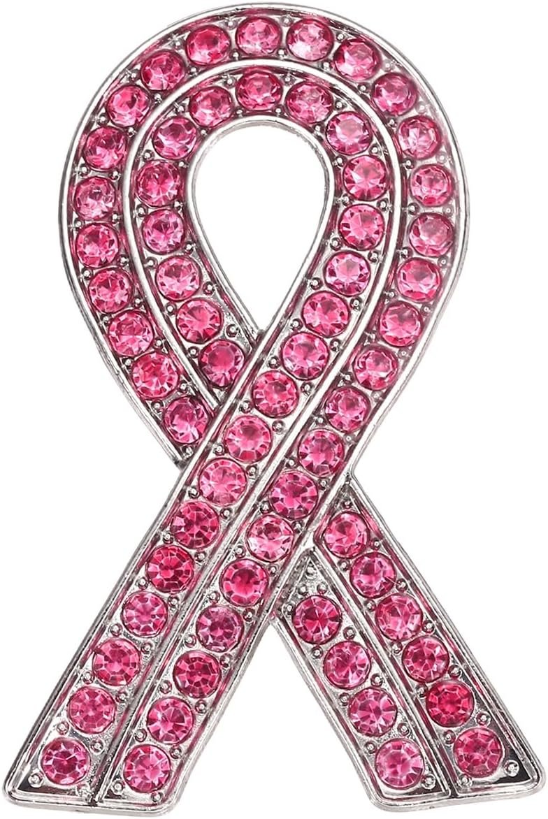 PATIKIL Rhinestone Awareness Ribbon Brooch Pin, Ribbon Breastpin Brooches Pin Crystal Lapel Pins for Women