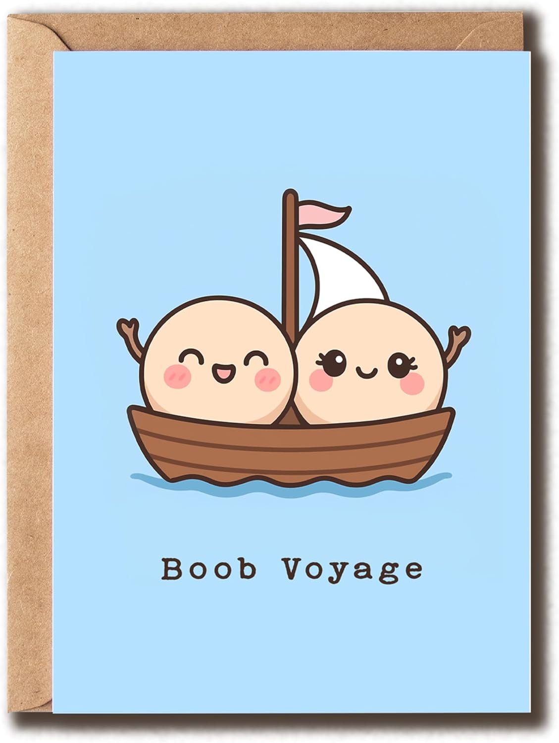 Boob Voyage Card – Kawaii Lgbt Greeting Card – Funny Surgery – Gender Neutral Support – Cute Congratulations – Blank Inside