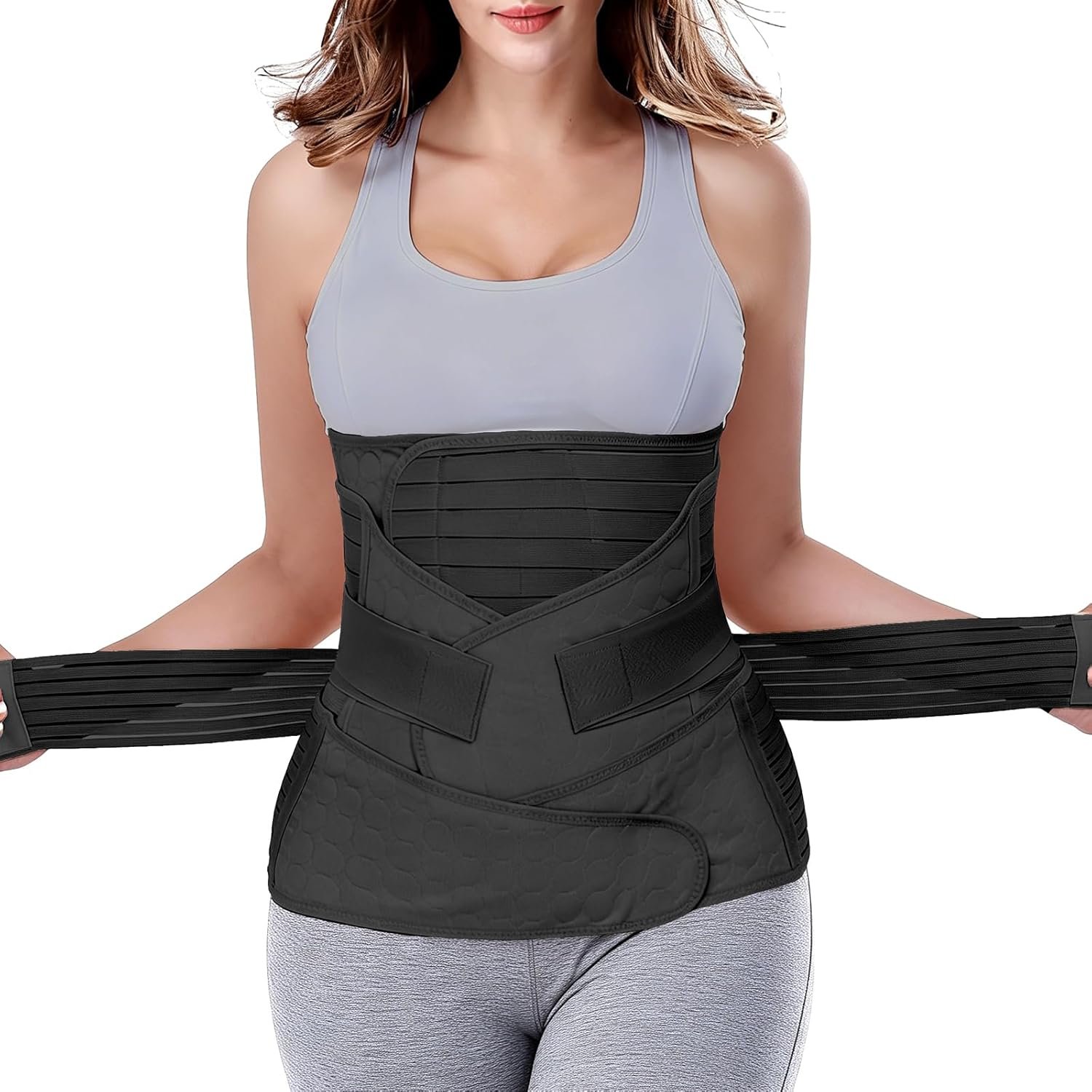 ChongErfei 3 in 1 Postpartum Belly Wrap – Recovery Belly/Waist/Pelvis Belt Black Postpartum Belly Band,Black L