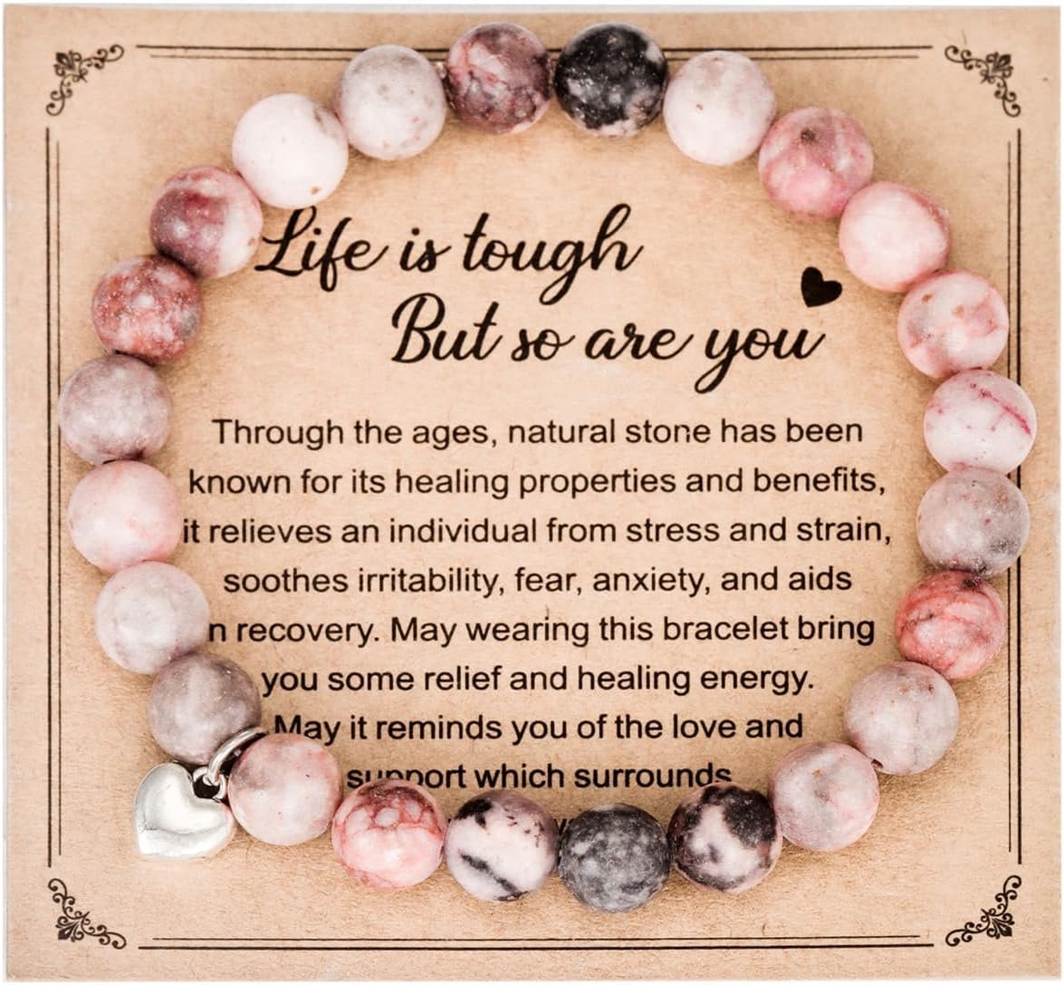 Kivosliviz Healing Bracelet for Women Health Anxiety Get Well Soon Gifts Breast Cancer Support Bracelets