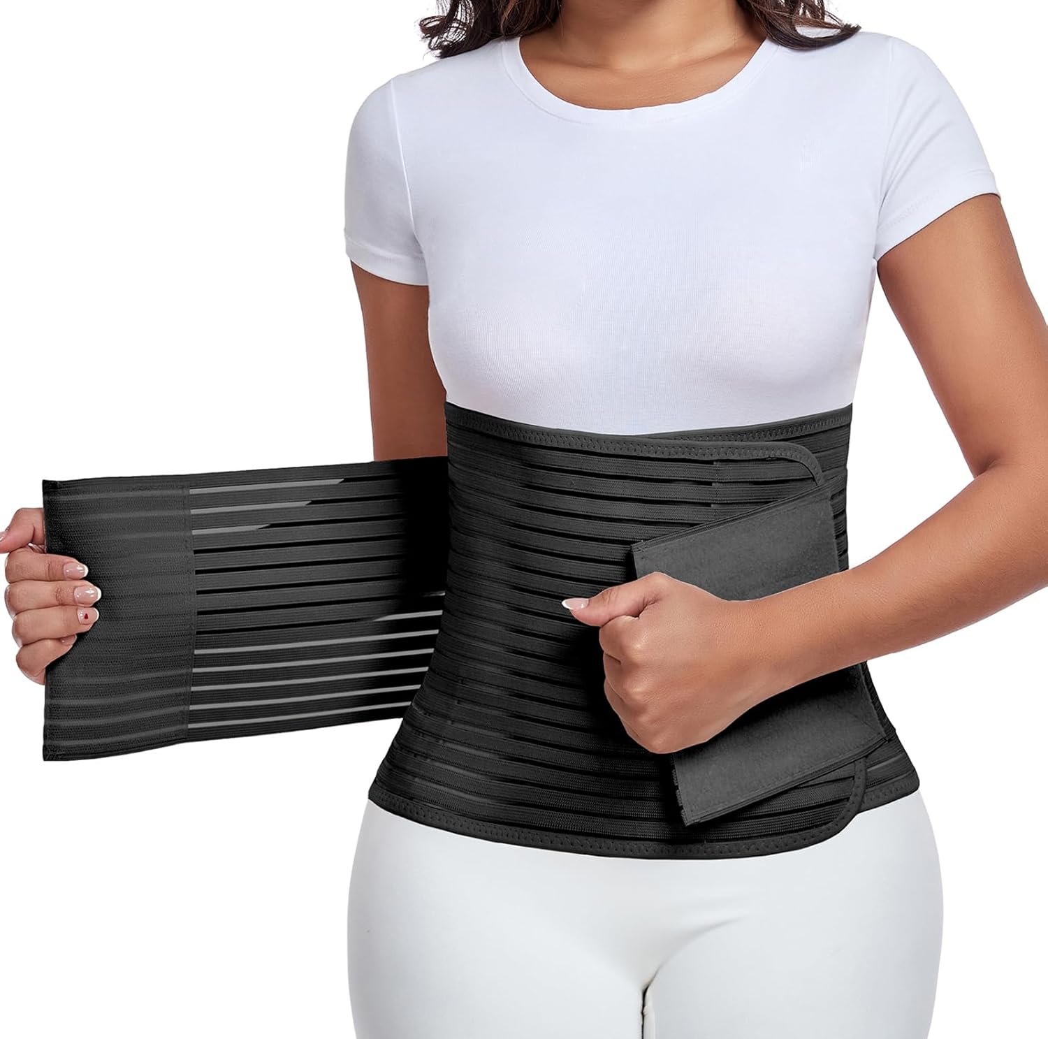Postpartum & Post Surgery Abdominal Binder. Postpartum Belly Band Support Recovery after C-Section, Natural Birth, Hysterectomy, Hernia Belt (Black,XL)