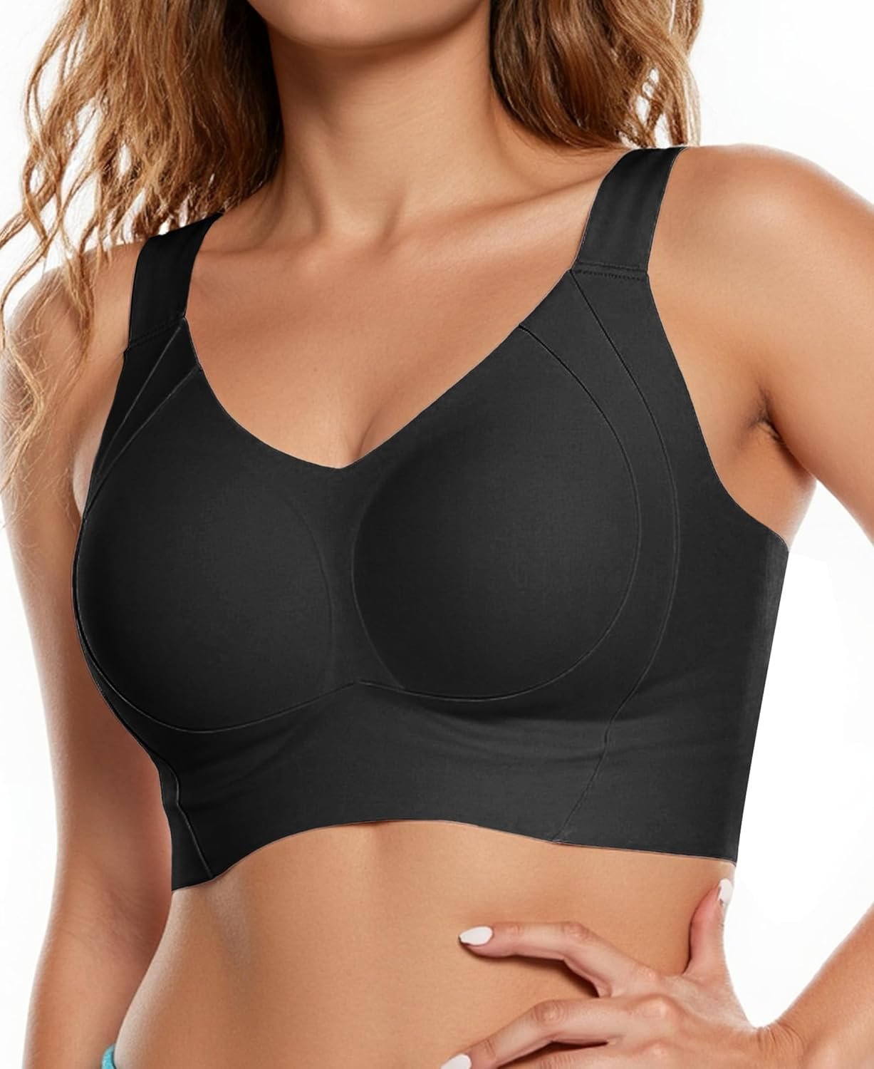 COMFELIE No-Wire Minimizer Bra Women Full Coverage Seamless No Underwire Push Up with Side & Back Smoothing for Large Busts
