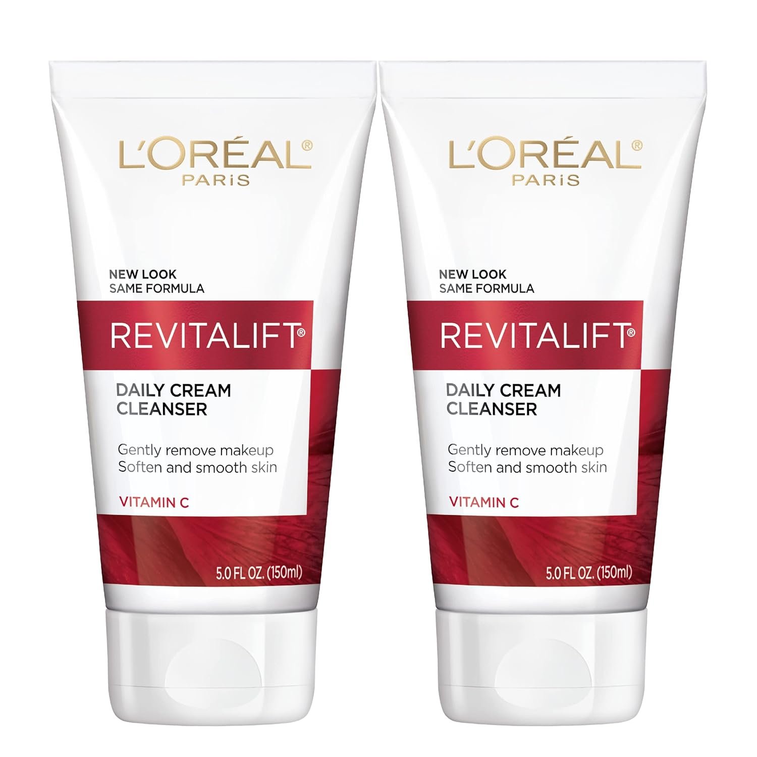 L’Oreal Paris Revitalift Daily Cream Cleanser, Gentle Makeup Remover Face Wash with Vitamin C 5 fl. oz (Pack of 2)