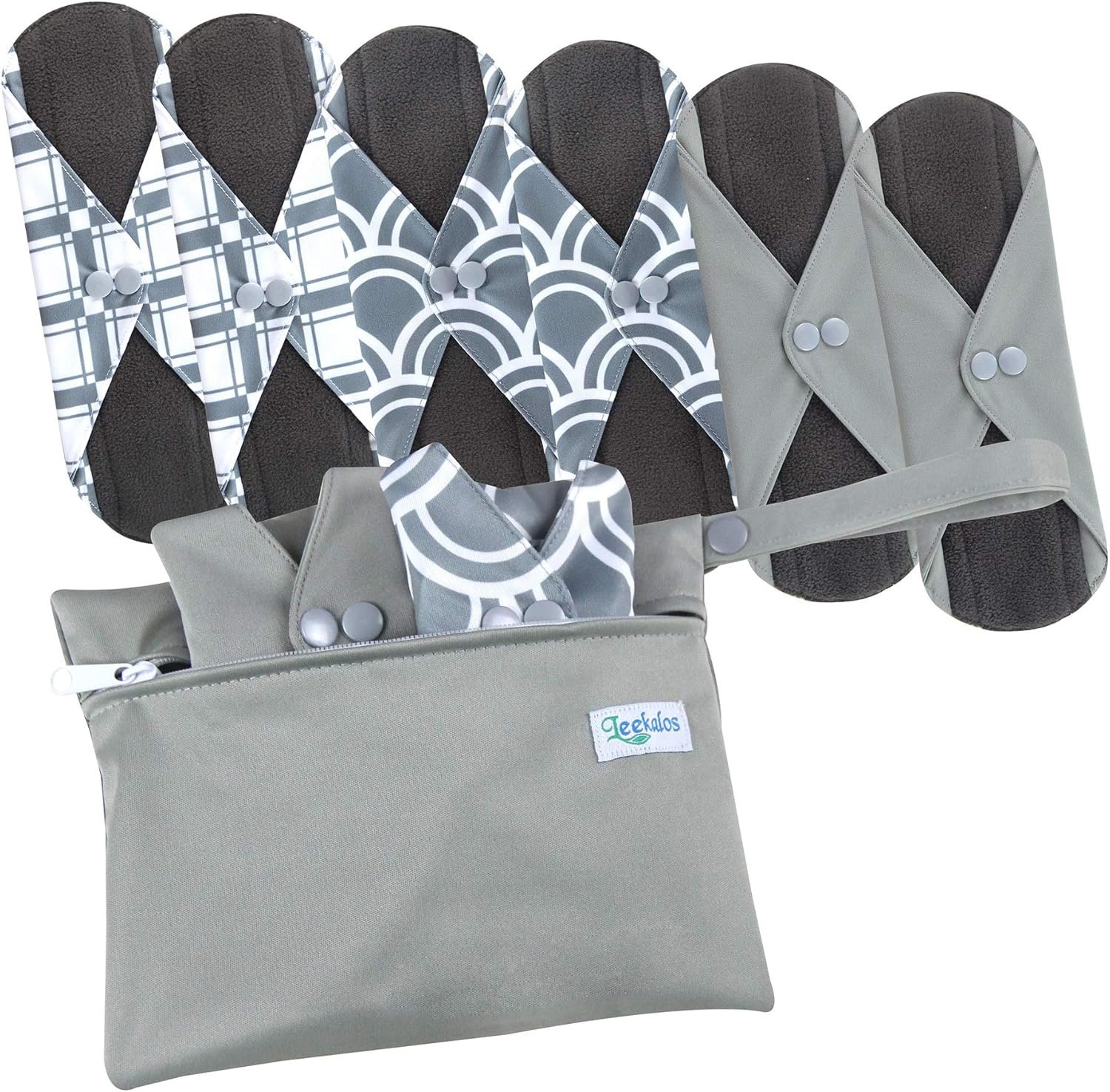 Leekalos Reusable Bamboo Cloth Pads – Light Incontinence Pads – Pack of 6, 1 Cloth Mini Wet Bag