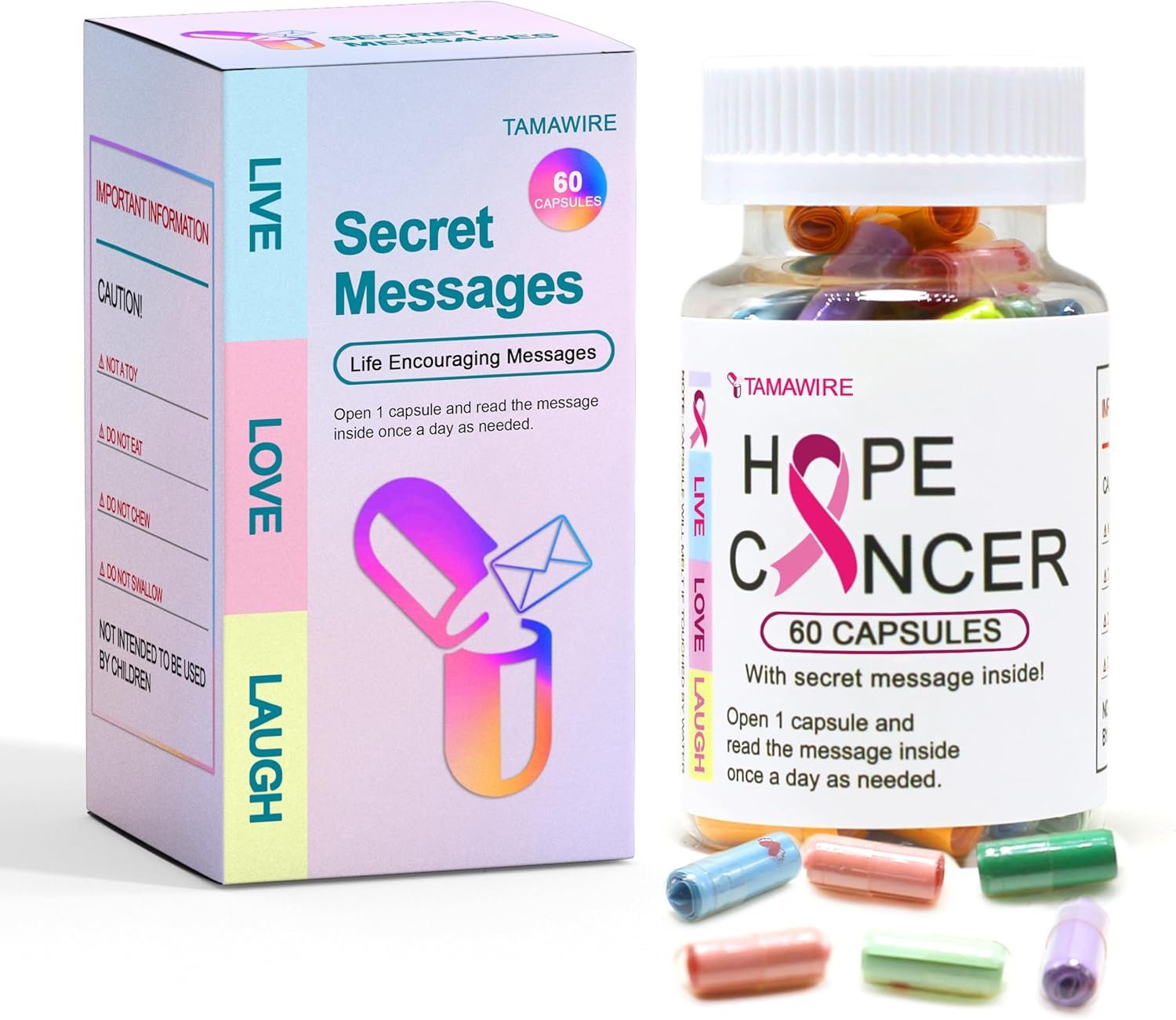 Hope Get Well Soon Encouragement Message in a Bottle, Inspirational Funny Cancer Gifts For Warriors, Secrete Best Gift Comfort Terminal Patients (Breast Cancer Awareness)