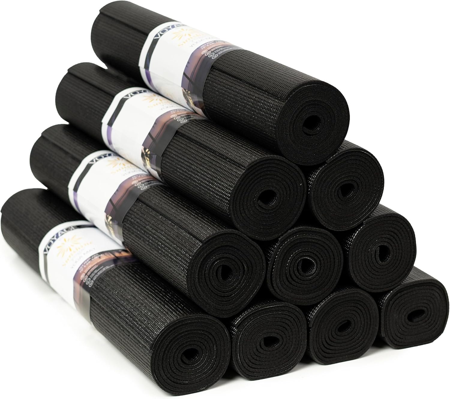 Voyage Yoga Mat, 10 Pack, 72″ x 24″ Professional Studio and Gym Bulk Yoga Mats, 5mm Thick, Durable, Anti-Tear, Non Slip Fitness and Exercise Mats