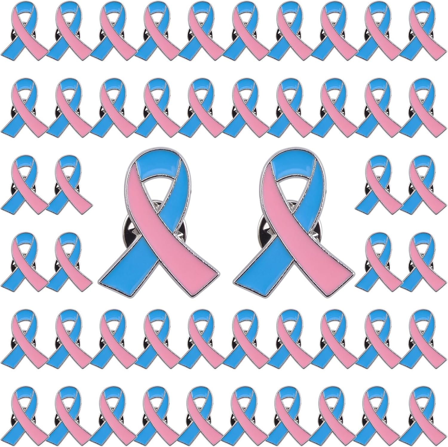 WANDIC 50 Pcs Ribbon Brooches, Alloy Cancer Awareness Ribbon Pins Hope Badges for Men Women Clothing Decoration