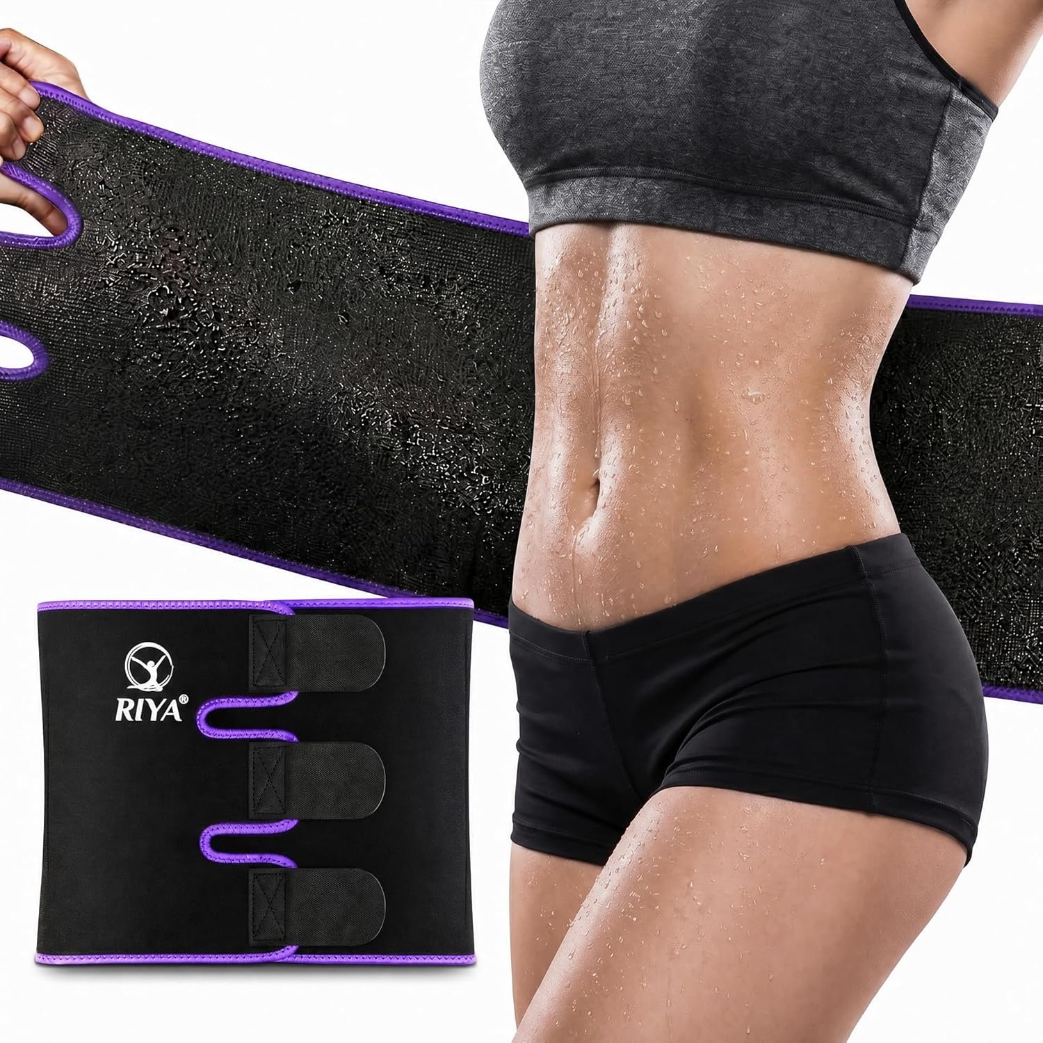 RIYA Waist Trimmer Sweat Waist Trainer for Women and Men Waist Sweat Belt Band Belly Stomach Wrap