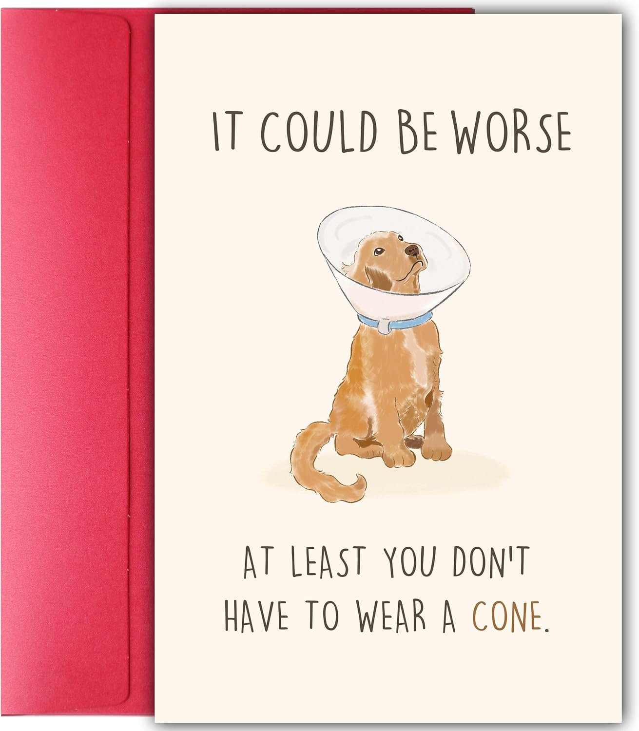 Funny Get Well Soon Card for Him Her, Hilarious Surgery Recovery Greeting for Friends Family, Humor Healing Gift Idea, At Least You Don’t Have to Wear a Cone