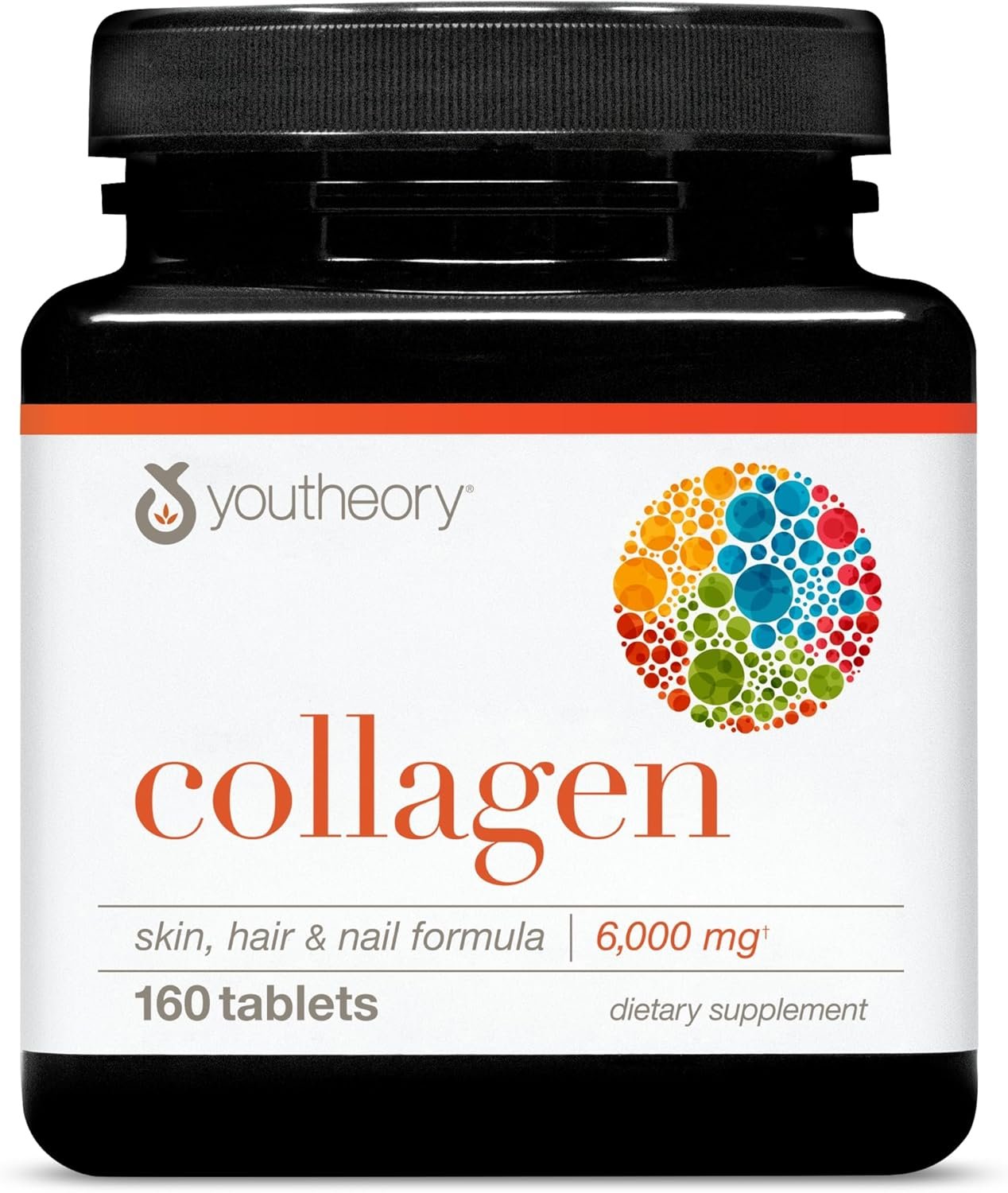 Youtheory Advanced Collagen with Vitamin C – 6,000 mg Hydrolyzed Collagen Peptides & Amino Acids – Hair, Nails, Joints & Bones Support – 160 Tablets (26-Day Supply)
